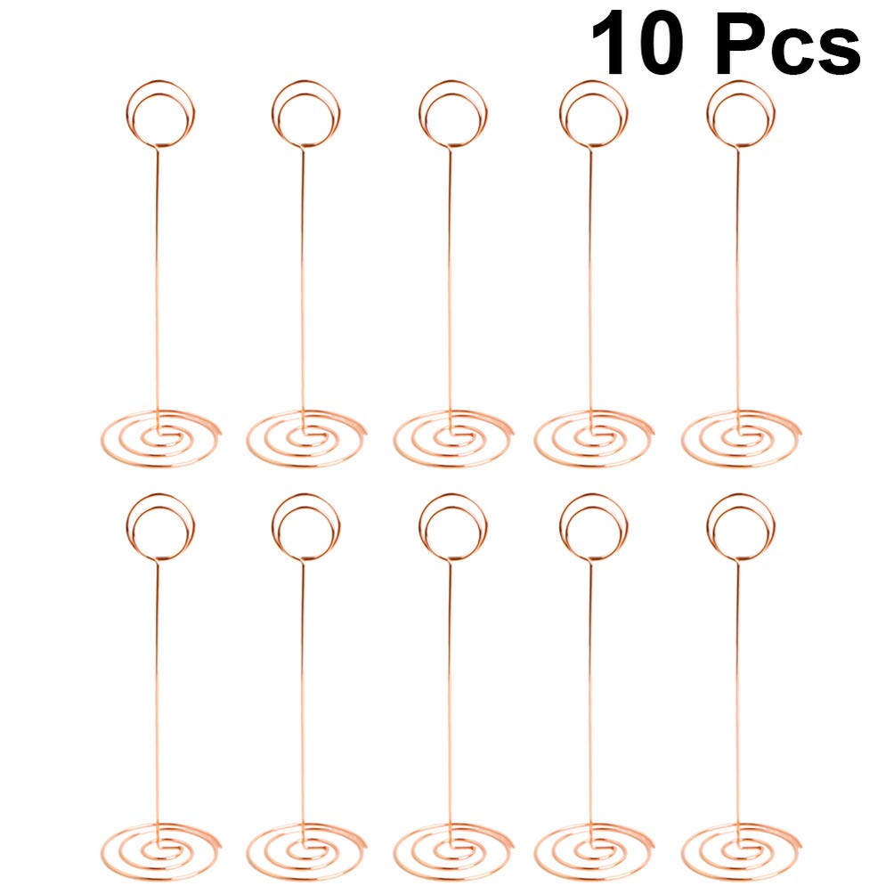 10pcs Heart-Shaped Iron Table Sign Holders - Round Wire Memo Stand for Dining Table, Photos, Place Cards & Picture Display - Perfect for Weddings, Restaurants & Home Decor
