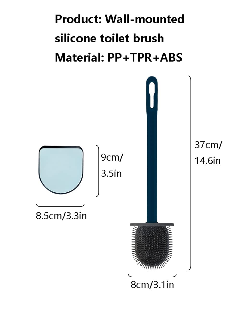 Automatic Self-Cleaning Toilet Brush Set with Wall-Mounted Holder - Quick-Drying Silicone Toilet Plunger & Brush Combo (Blue) for Bathroom Cleaning & Hygiene Maintenance - Perfect for Small Spaces, Apartments, and Modern Home Sanitation