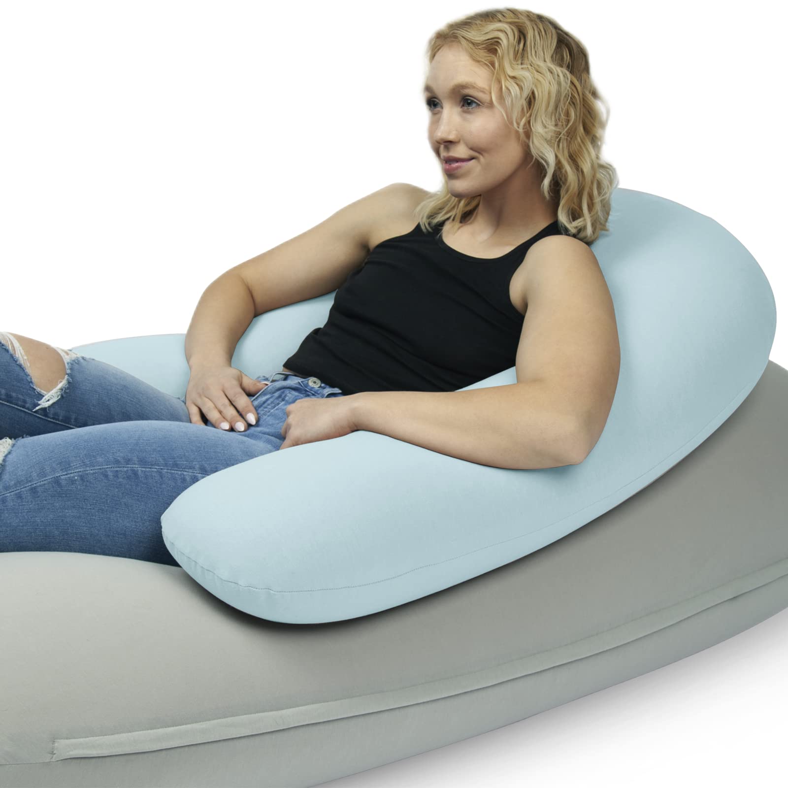 Moon Pod Crescent Backrest for Bean Bag Chair - Ultra Soft & Ergonomic Support for Back & Neck - Zero Gravity Bean Bag for Stress Relief & Relaxation - Perfect for Living Room, Bedroom & Office - Blue