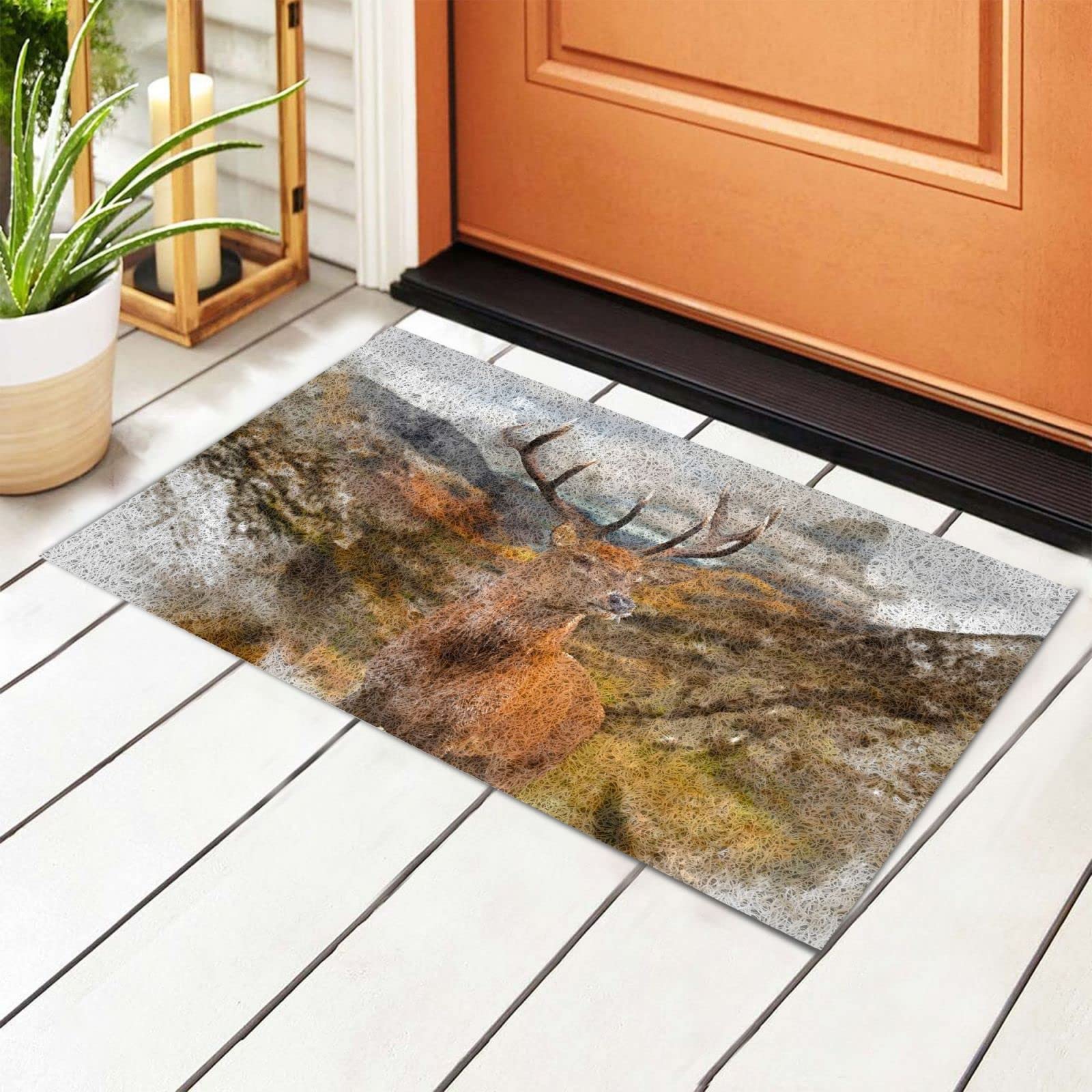Deer Autumn Welcome Mat - Non-Slip Absorbent Rug for Home Decor Indoor/Outdoor Use