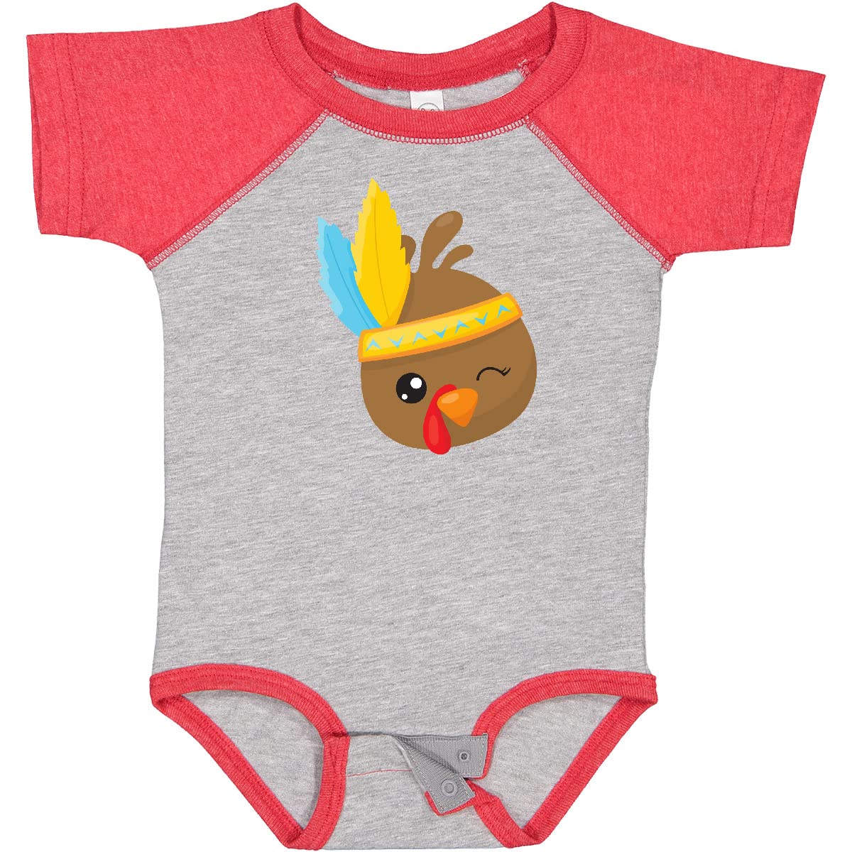 Inktastic Thanksgiving Turkey Brown Feathers Baby Bodysuit - Cute Holiday Outfit for Infants & Toddlers - Perfect for Family Gatherings, Photo Shoots & Thanksgiving Celebrations