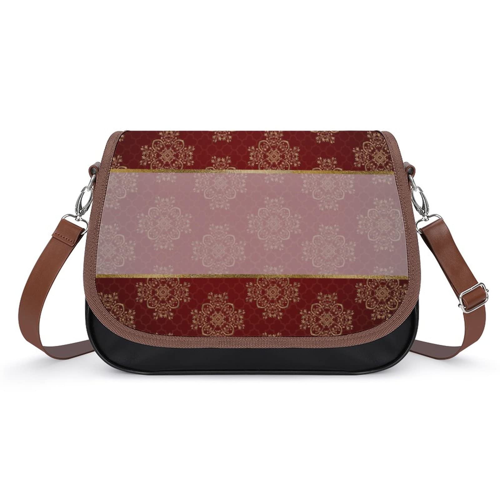 Trendy Chinese Floral Print Crossbody Bags for Women - Genuine Leather Shoulder Satchel Hobo Purse | Perfect for City Commute, Travel & Casual Outings