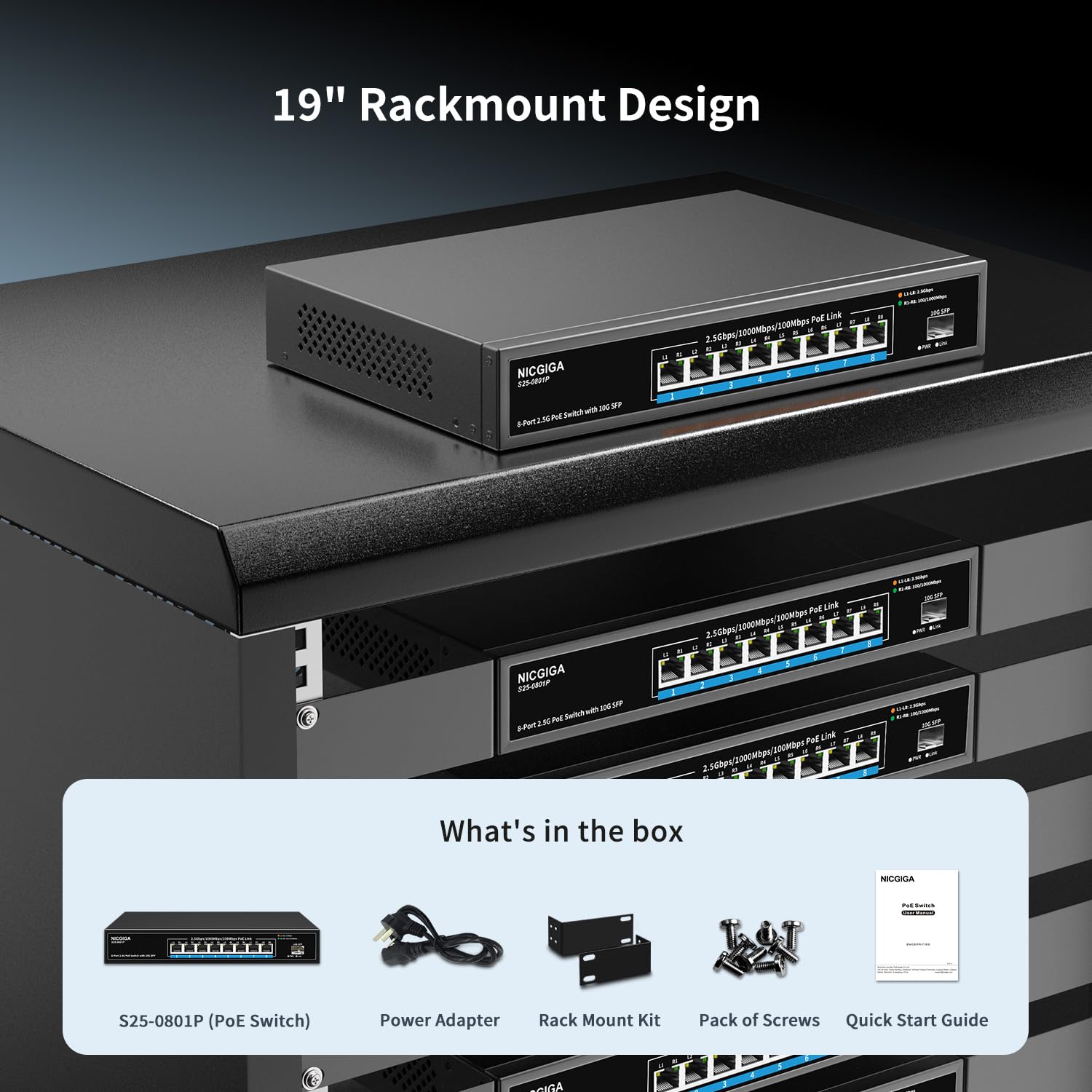 8 Port 2.5G PoE Switch Unmanaged - 8 x 2.5GbE PoE+ @120W with 10G SFP Uplink - IEEE 802.3af/at Compliant - Ideal for WiFi6 Access Points, NAS Storage, 4K PoE Security Cameras & NVR Systems - Perfect for Home Office & Business Network Setup