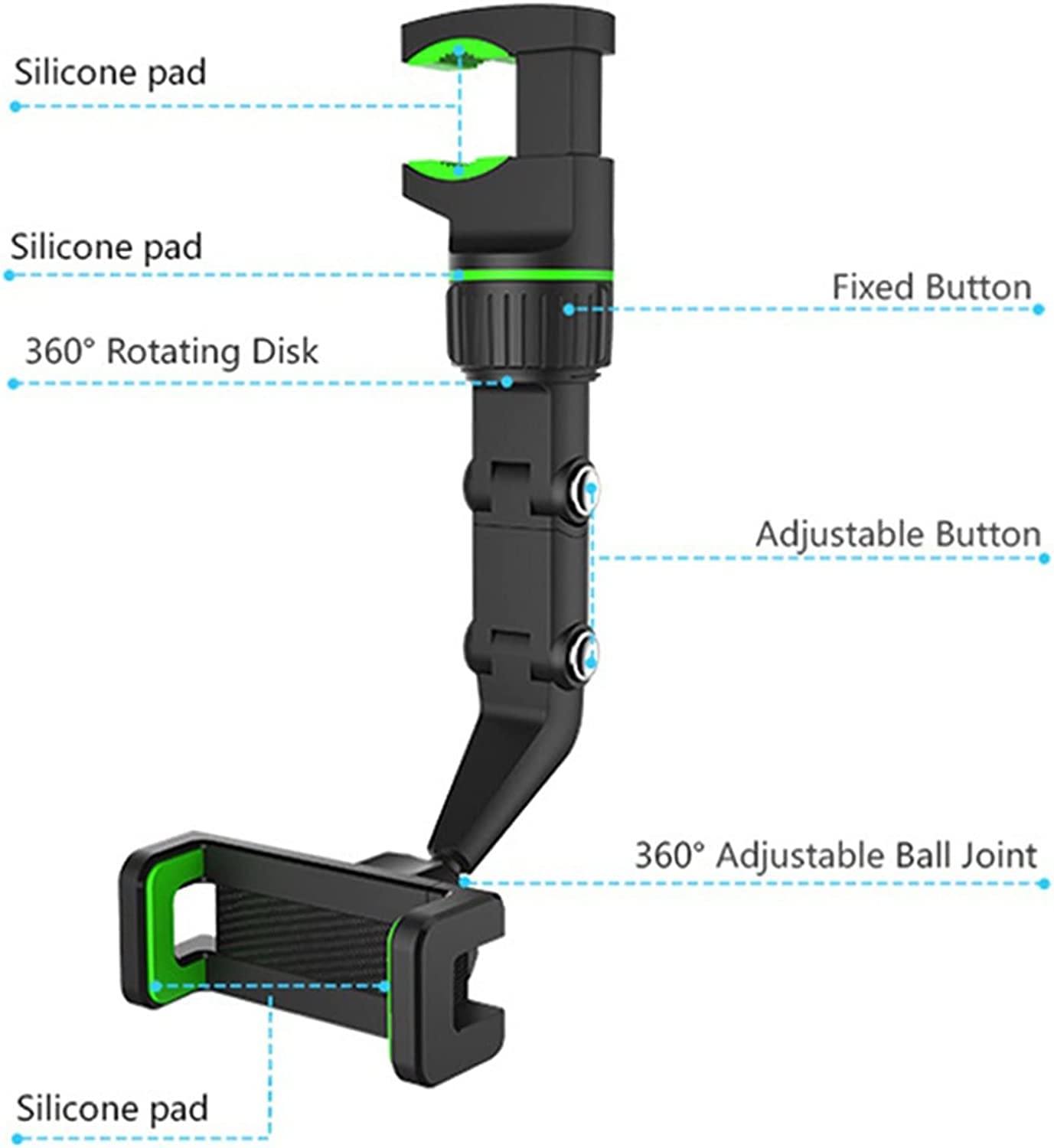 Rotato Grip Universal 360° Adjustable Car Phone Holder - Auto Mirror Mount for iPhone, Samsung & Smartphones - Perfect for GPS Navigation & Hands-Free Driving