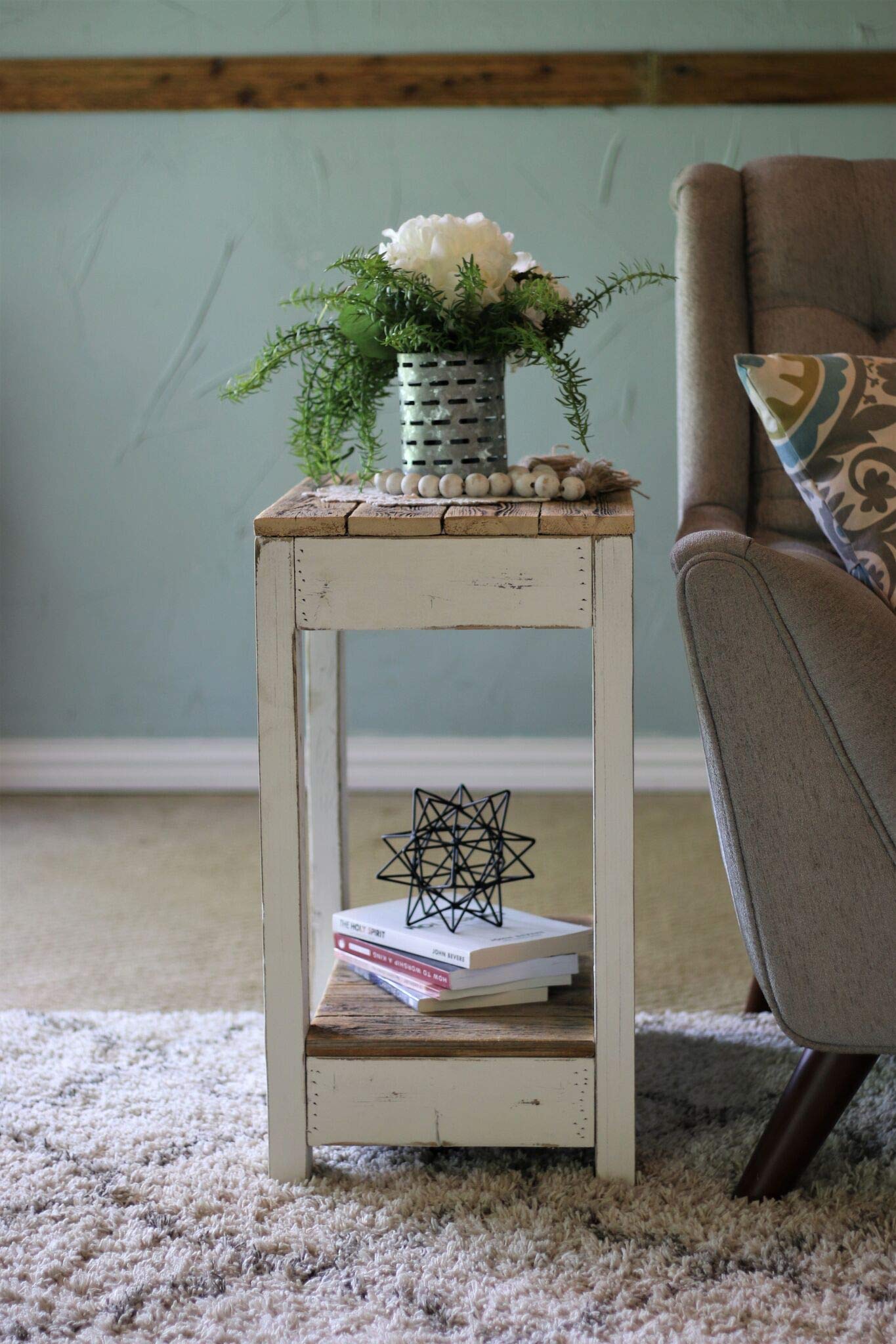 Modern White End Table with Storage Shelf - Stylish Nightstand or Living Room Accent Table for Small Spaces | Perfect for Bedroom, Apartment, Dorm Decor