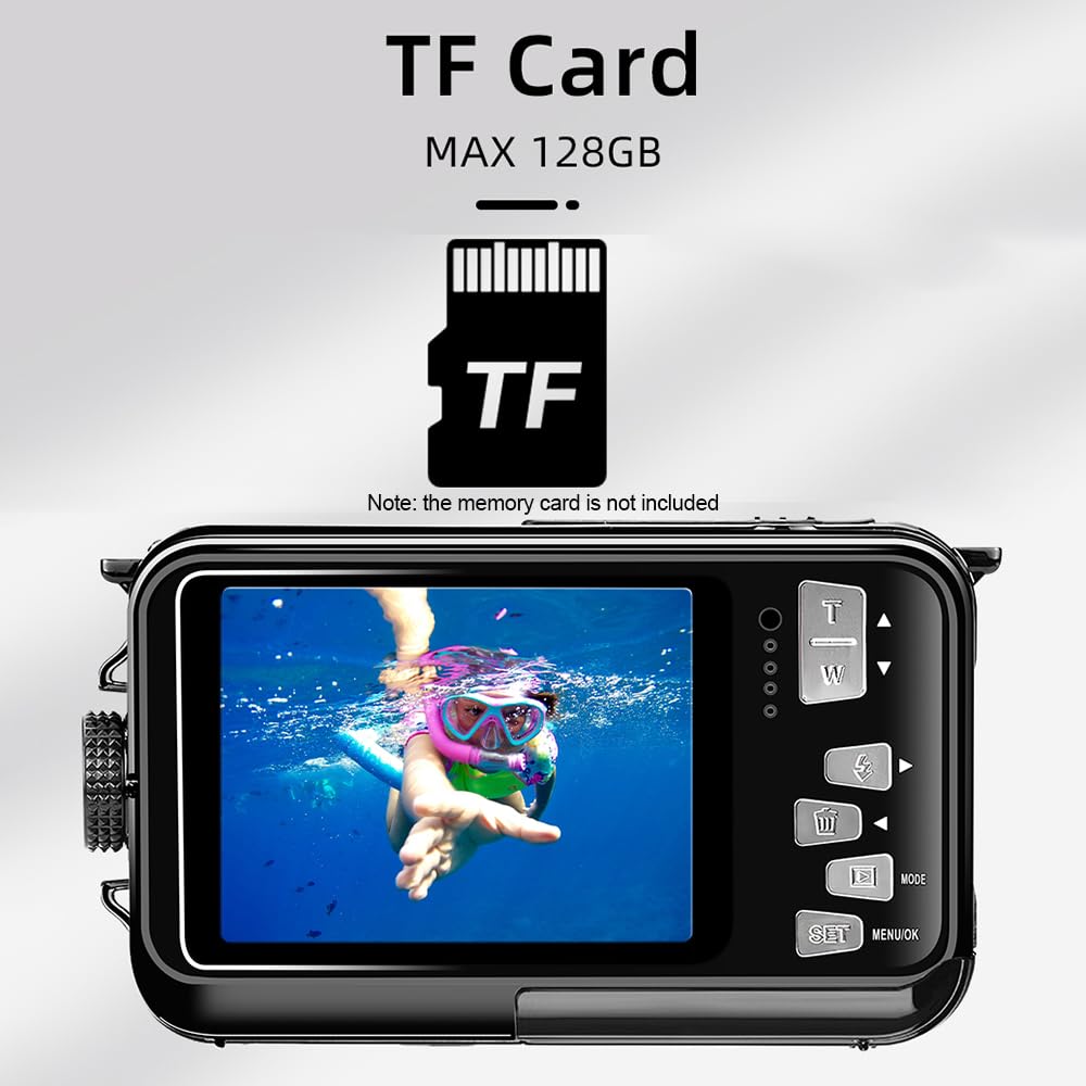 1080P Ultra HD Mini Sports Action Camera with 2.7in TFT Screen, 30MP Anti-Shake, 3M Waterproof, 16× Digital Zoom, 128GB TF Support - Perfect for Underwater Diving, Skiing, Cycling & Outdoor Adventures