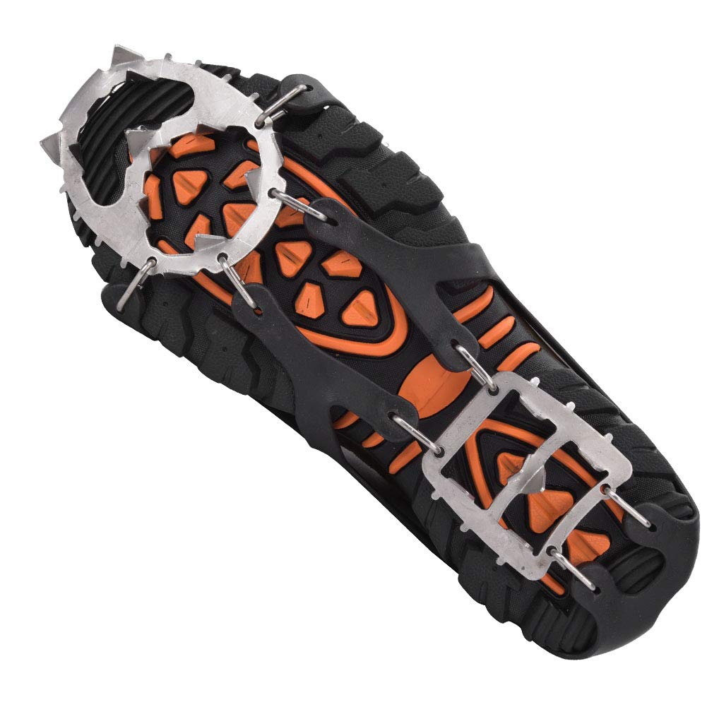 18 Teeth Anti-Slip Ice Cleats for Hiking, Snow Climbing & Muddy Trails - 1 Pair Mountain Crampons (Medium) - Perfect for Winter Hiking, Trail Running & Outdoor Adventures