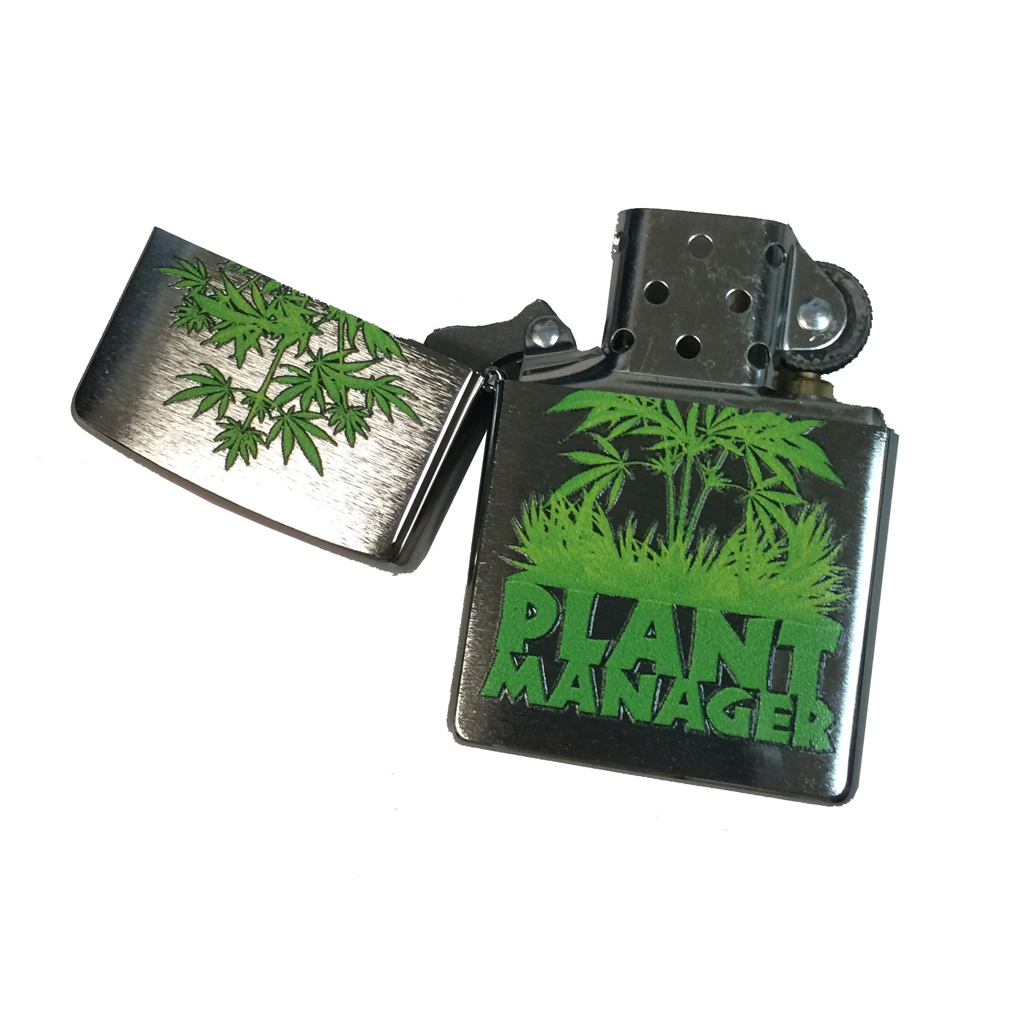Custom Zippo Lighter with Weed Leaf Design - 