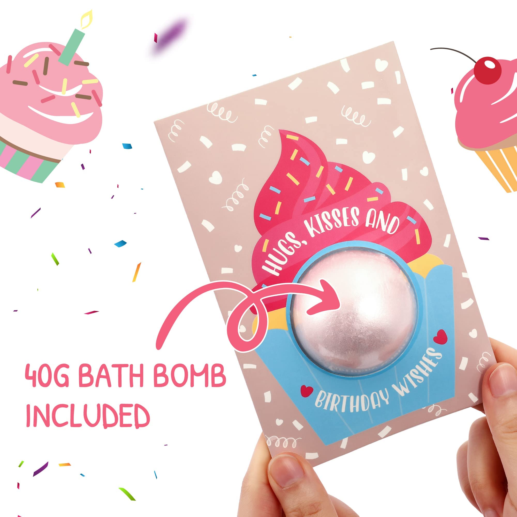 Pop Fizz Birthday Card Bath Bombs (4-Pack) - Perfect Gift for Women's Celebrations