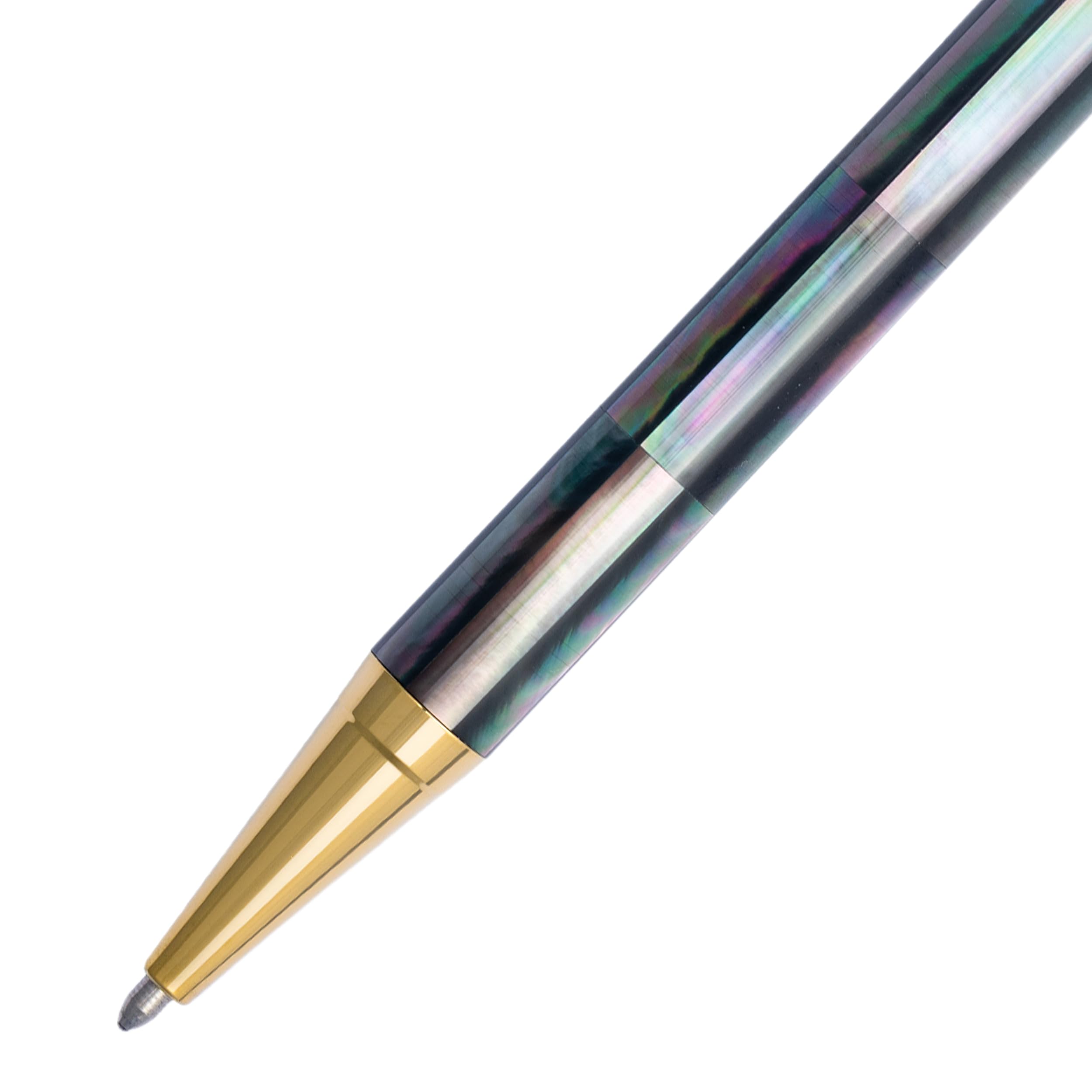 BLUSAIGON Tahiti Black Pearl Gold Twist-Action Handcrafted Refillable Ballpoint Pen - Unique Gift Set for Men & Women - Perfect for Office, Business Meetings & Special Occasions