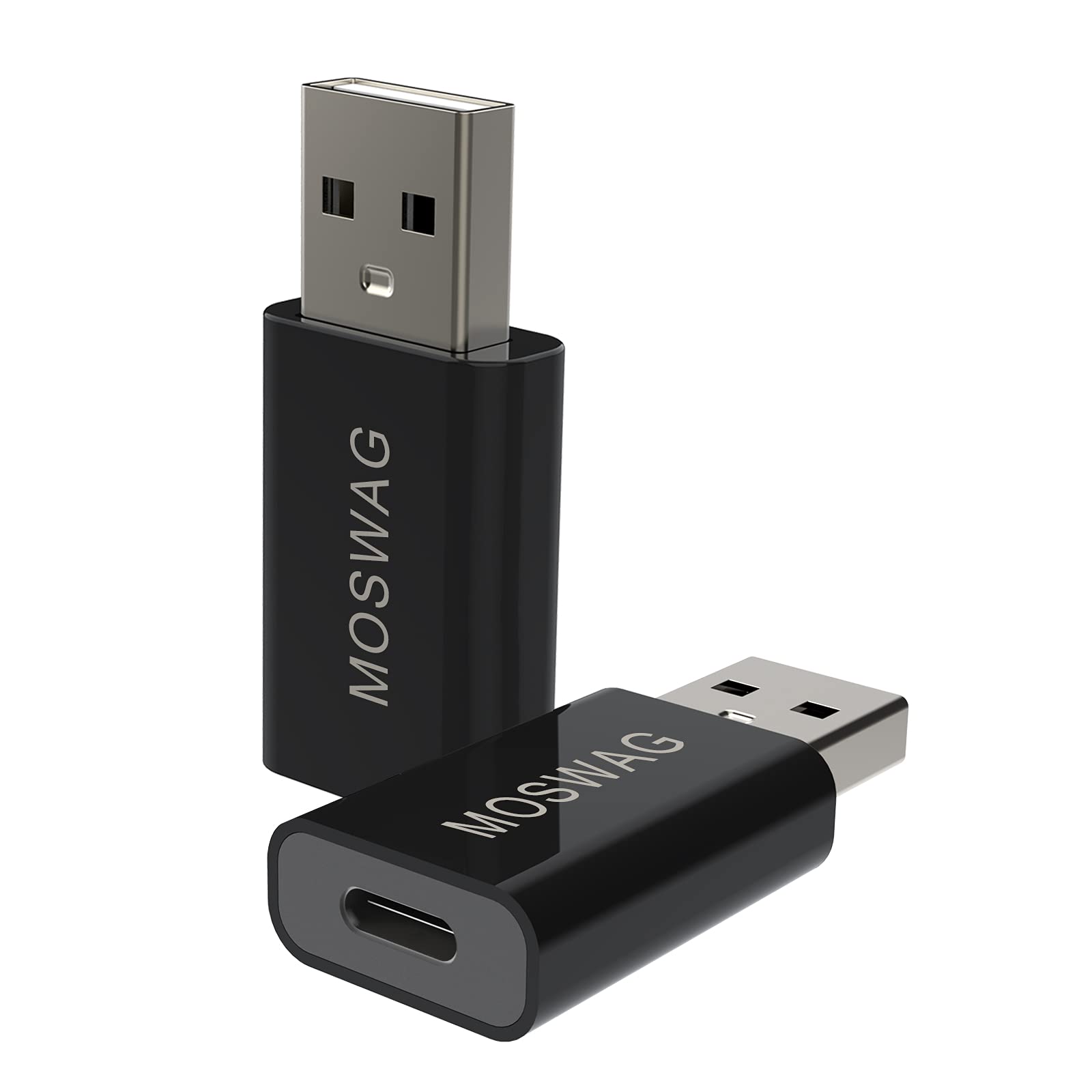 MOSWAG 2-Pack USB C to USB Adapter (Male to Female) - Compatible with MacBook Pro, iMac, Laptops & PC - Fast Data Transfer & Charging for Office, Travel & Home Use