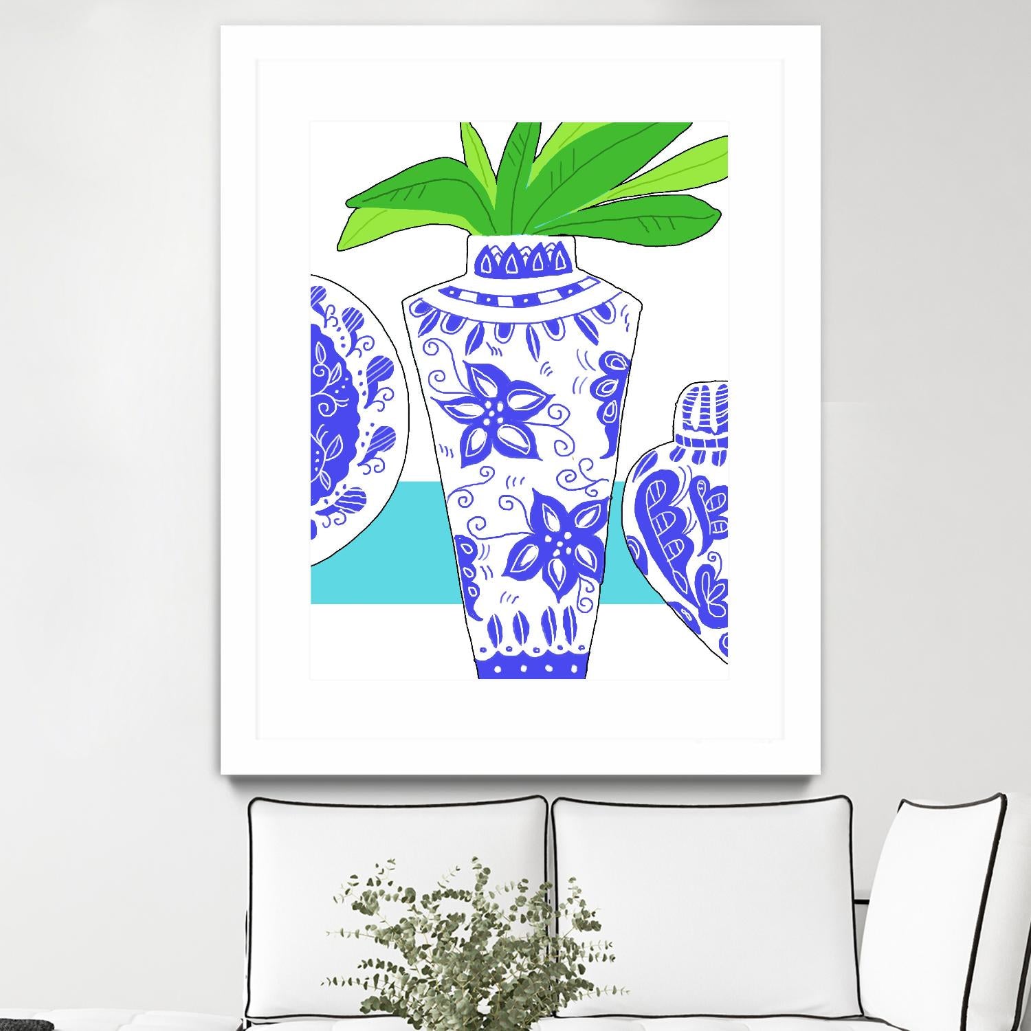 Blue Ceramic Vase - Handmade Decorative Flower Vase for Home & Office Decor - Perfect for Fresh Flowers, Centerpieces, and Wedding Decorations