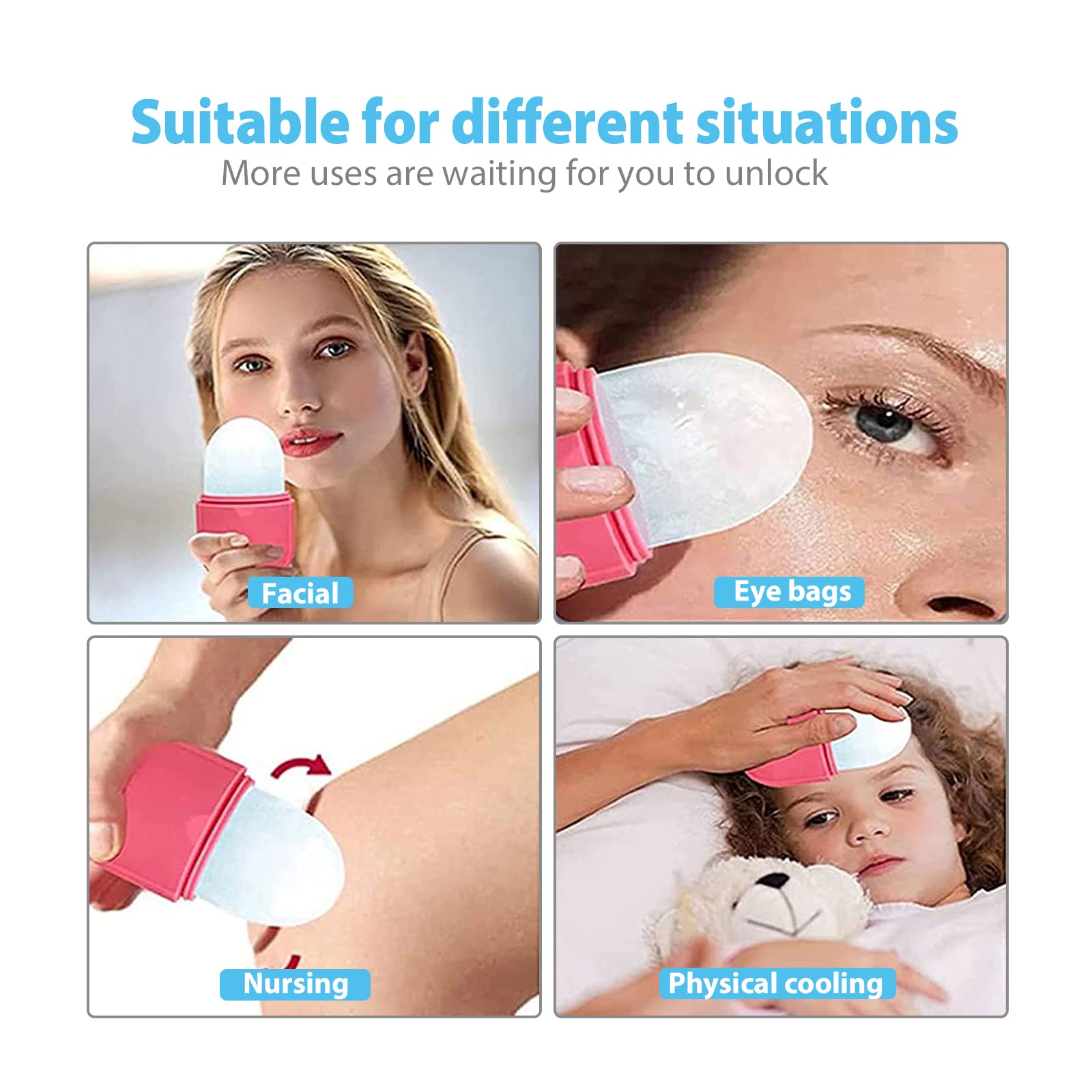 Reusable Ice Face Roller for Skin Care & Puffiness Relief - Cooling Facial Massager for Eyes & Face, Silicone Ice Stick & Ice Mould Beauty Tool - Perfect Gift for Women | Use for Morning Routine, Post-Workout Recovery & Spa Treatments
