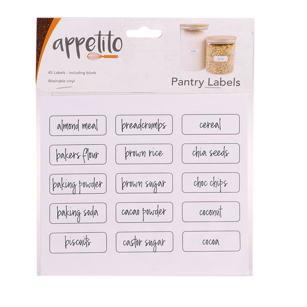 Appetito Pantry Labels - Premium Kitchen Organization Stickers for Jars, Containers & Spice Racks | Perfect for Home, Restaurant & Office Storage Solutions