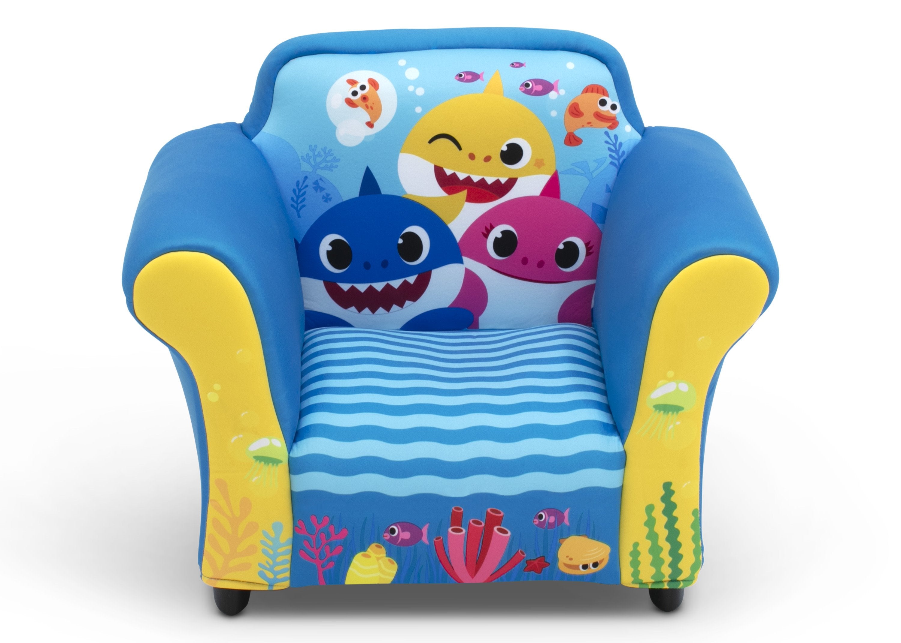 Baby Shark Themed Kids Upholstered Chair with Durable Plastic Frame - Perfect for Nursery, Playroom & Toddler Reading Corner