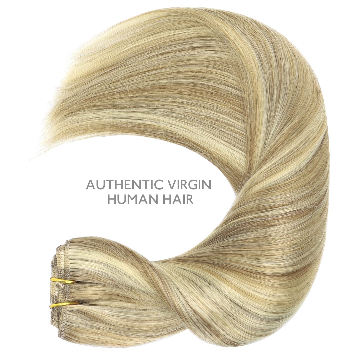 WENNALIFE 22 Inch Clip in Human Hair Extensions - 5pcs 85g Remy Real Human Hair, Light Blonde Highlighted Golden Blonde Virgin Hair for Women | Perfect for Daily Styling, Parties & Special Occasions