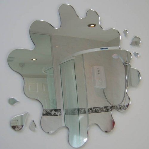 Puddle Mirror 40cm x 36cm with 6 Splash Mirrors - Modern Decorative Wall Mirror for Living Room, Bedroom & Entryway
