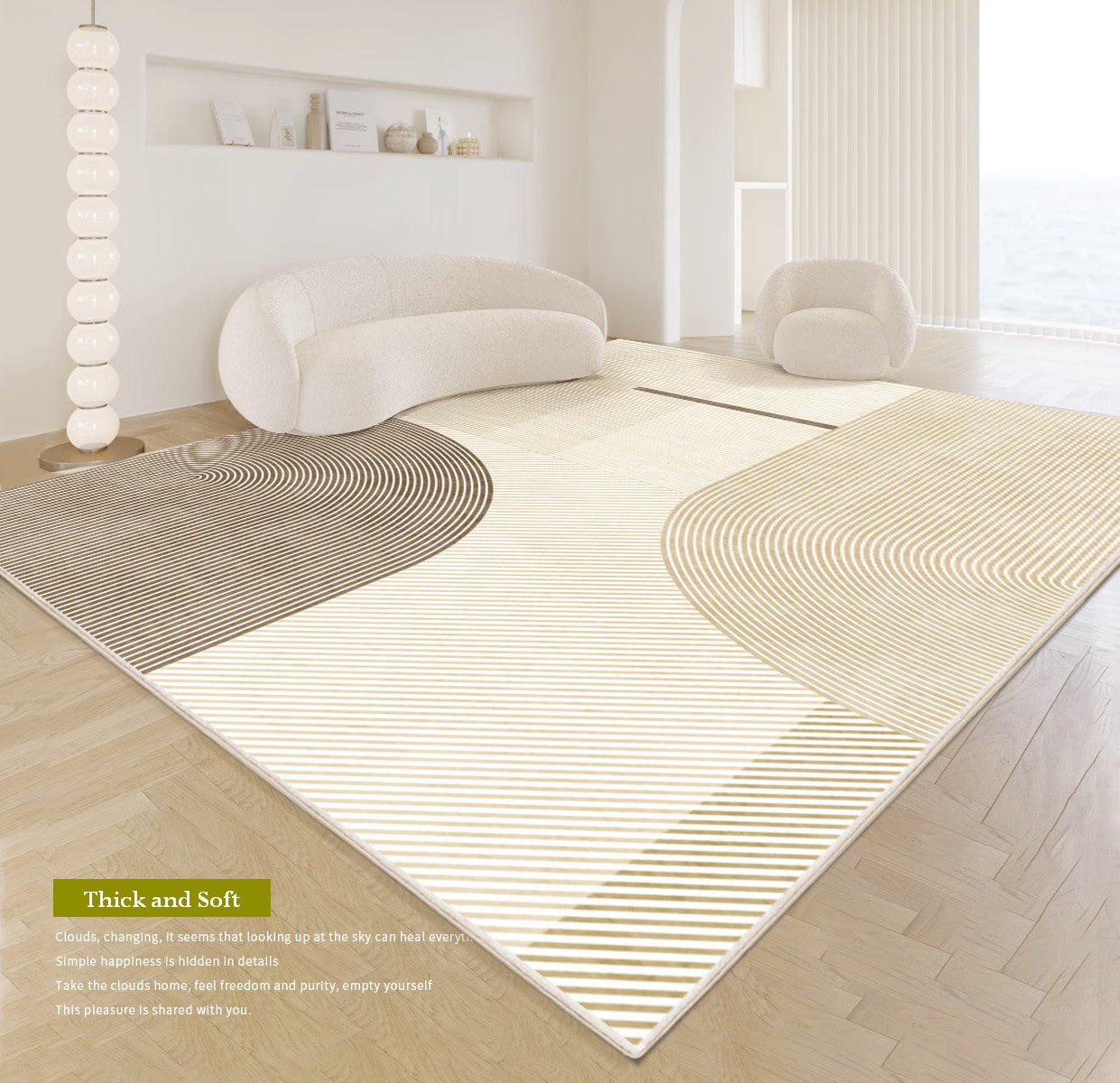 Abstract Contemporary Modern Area Rugs - Thick Plush Living Room & Dining Room Rug - Geometric Pattern Non-Slip Bedside Carpet for Home Decor | Perfect for Boho Chic Interior Design & Cozy Bedroom Floor Covering