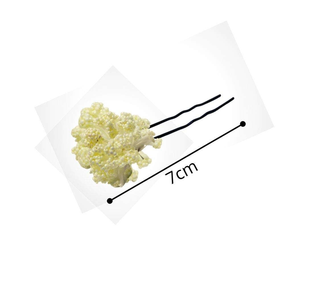 6Pcs Off White Flower Hair Pins - Bridal Hair Accessories for Wedding, Updo, Bun & Special Occasions