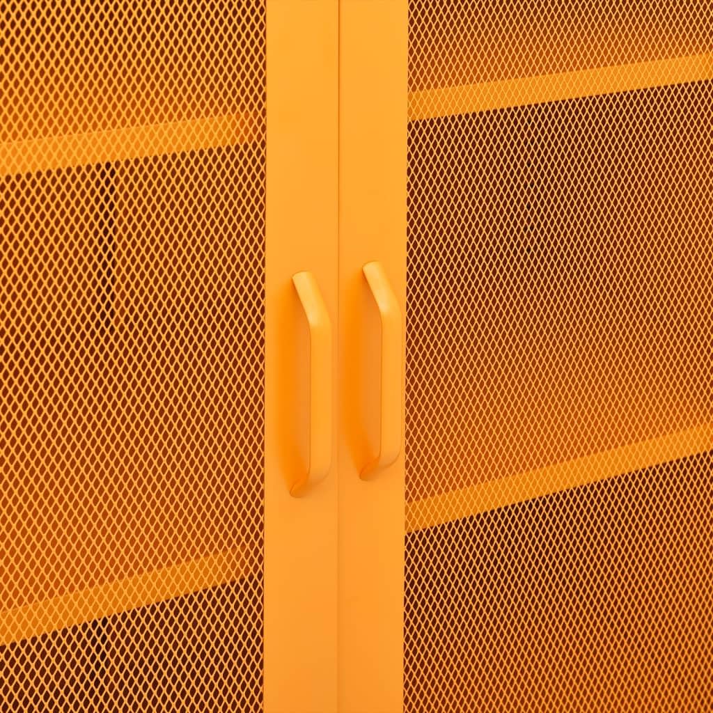 vidaXL 2-Drawer Steel Storage Cabinet - File Cabinet for Office, Home & School Organization - Mustard Yellow - Heavy Duty Metal Filing Cabinet for Documents, Folders & Supplies