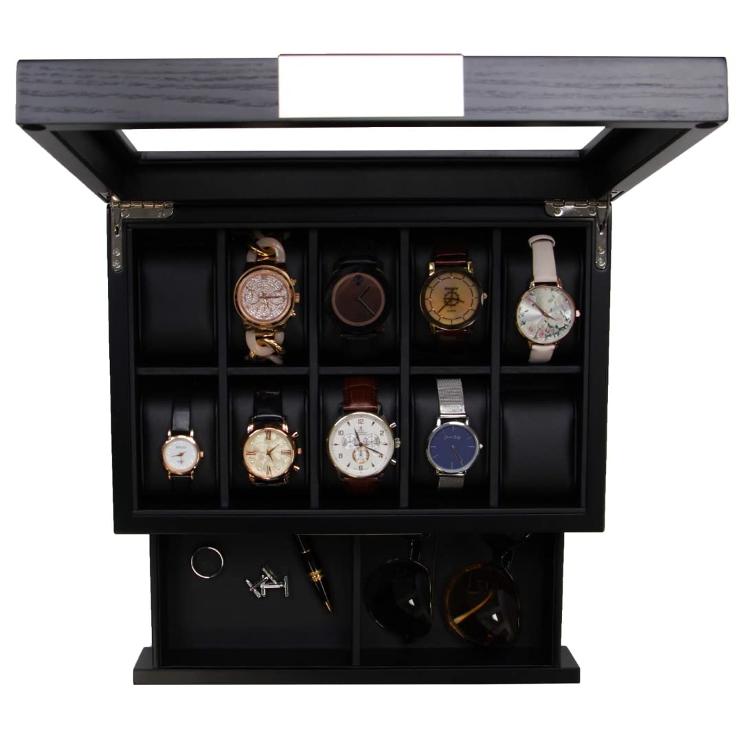 Premium Luxury Watch Display Case & Jewelry Organizer for Men - Perfect for Watch Collectors, Gifts & Home Décor