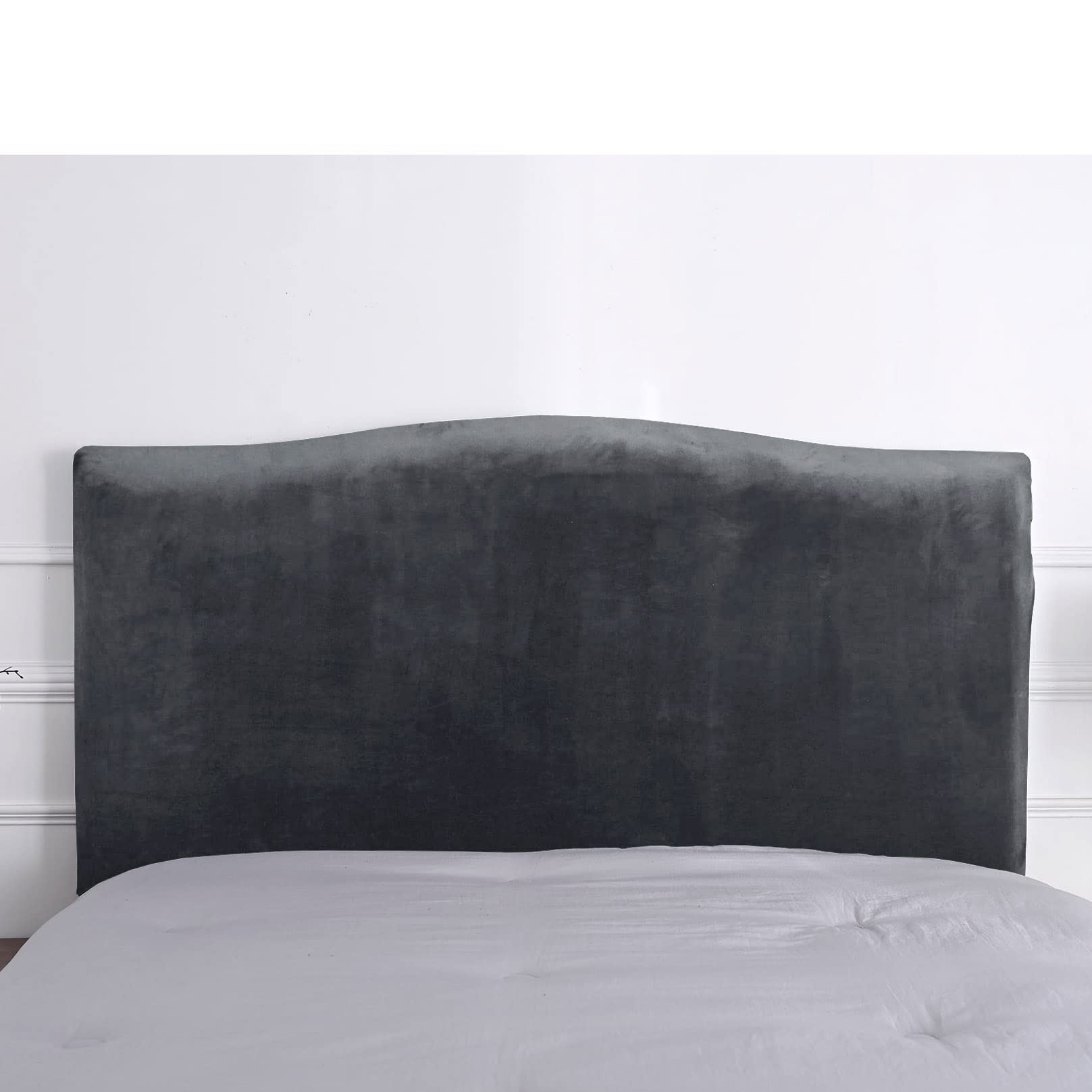 WOMACO Velvet Bed Headboard Slipcover Protector - Stretch Solid Color Dustproof Cover for Queen/King Size Beds (35