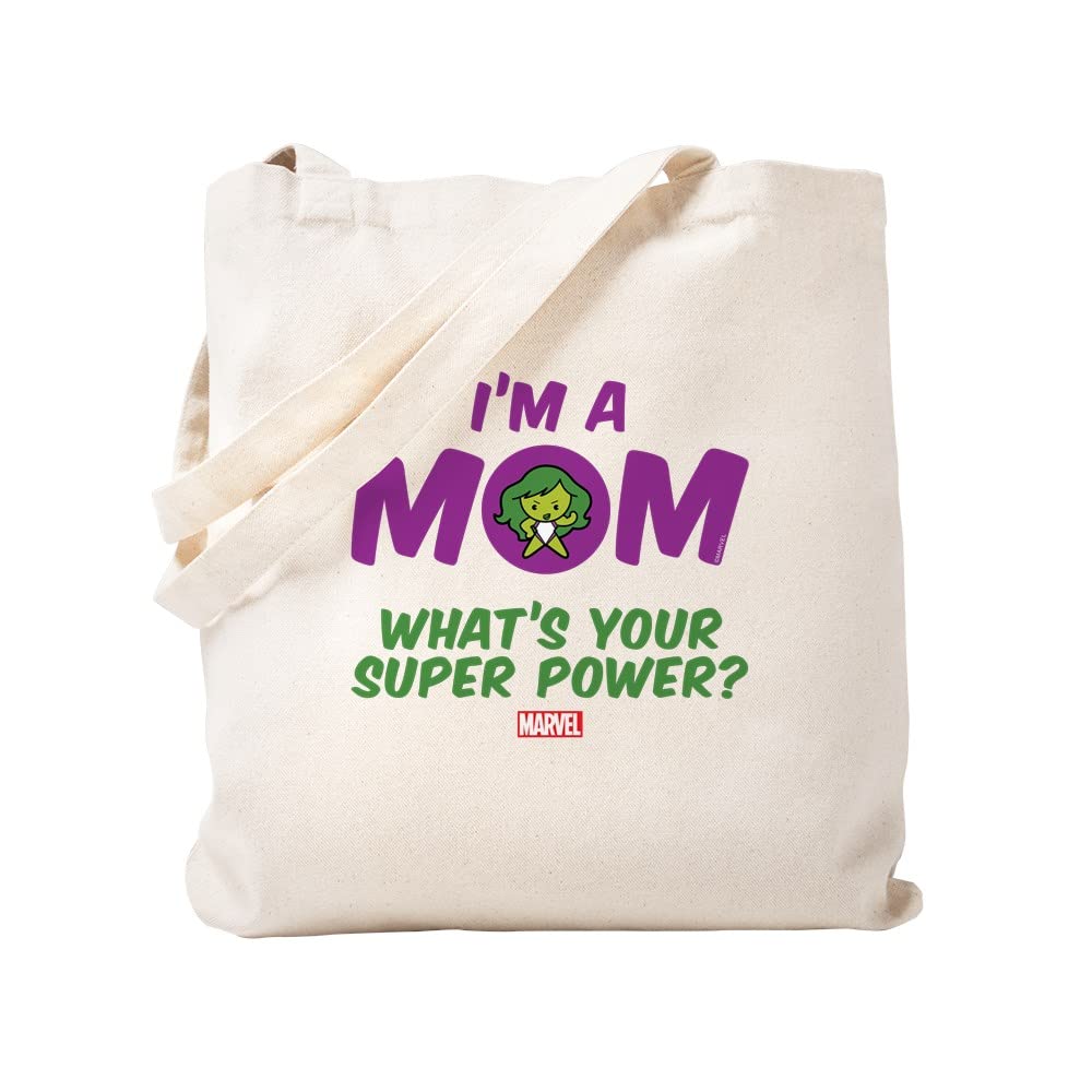 Marvel Mom She Hulk Tote Bag - Natural Canvas Reusable Shopping Bag for Women | Eco-Friendly Grocery Tote, Comic Book Fan Gift, Superhero Mom Gift for Work, Gym & Daily Errands