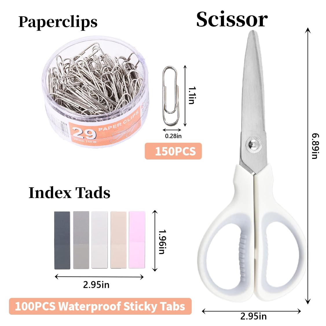 Premium White Office Supplies Set - Stapler, Tape Dispenser, Staple Remover, Paper Clips & Scissors | Elegant Desk Accessories for Women Professionals | Perfect for Home Office, School & Workspace Organization