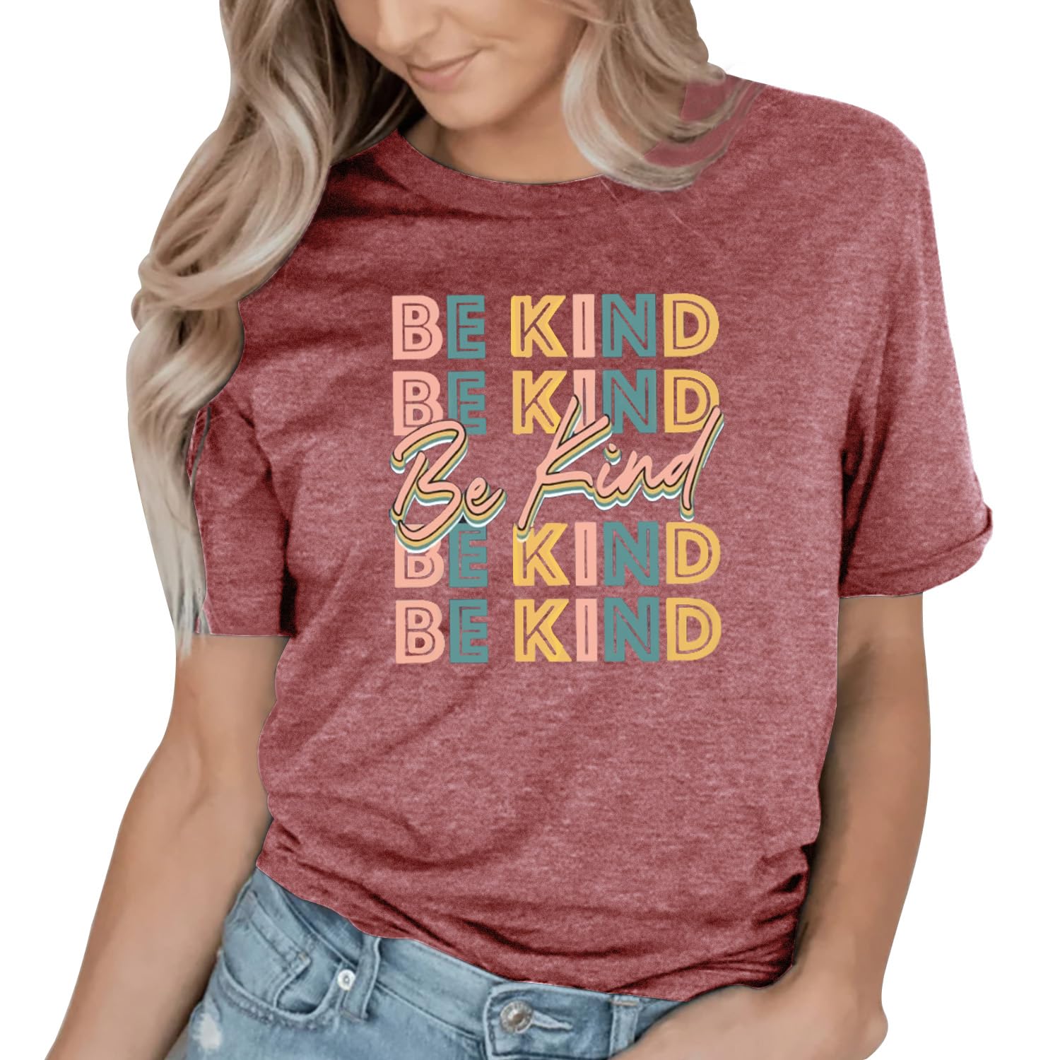 Be Kind T-Shirt for Women - Cute Kindness Teacher & Gay Pride Shirts - Casual Short Sleeve Top for School, Work & Pride Events