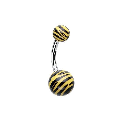 WildKlass Zebra Stripe Acrylic Belly Button Ring - Fashionable Navel Piercing Jewelry for Women, Trendy Body Jewelry for Parties, Beach & Everyday Wear