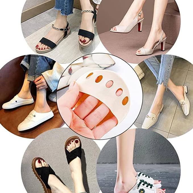 NAVA PAVA Forefoot Comfort Pads - Ball of Foot Cushions for Pain Relief, Breathable Cotton Fabric Toe Sleeves for Women & Men - Reusable Invisible Foot Support Pads for Running, Walking, High Heels & Daily Comfort