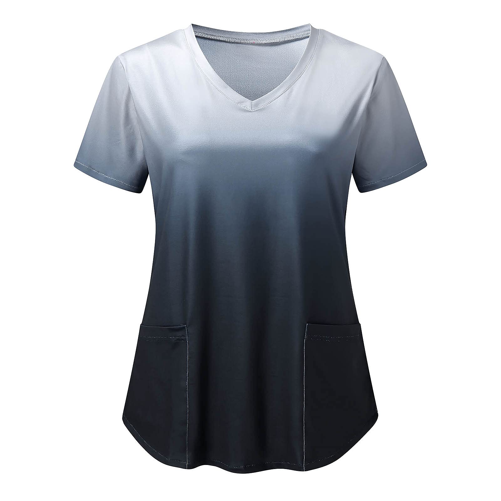 UIKMNH Women's Summer Soft Ombre Medical Scrubs Top - V-Neck Short Sleeve Trendy Nursing Uniform for Healthcare Professionals | Comfortable & Stylish for Hospital, Clinic, or Casual Wear