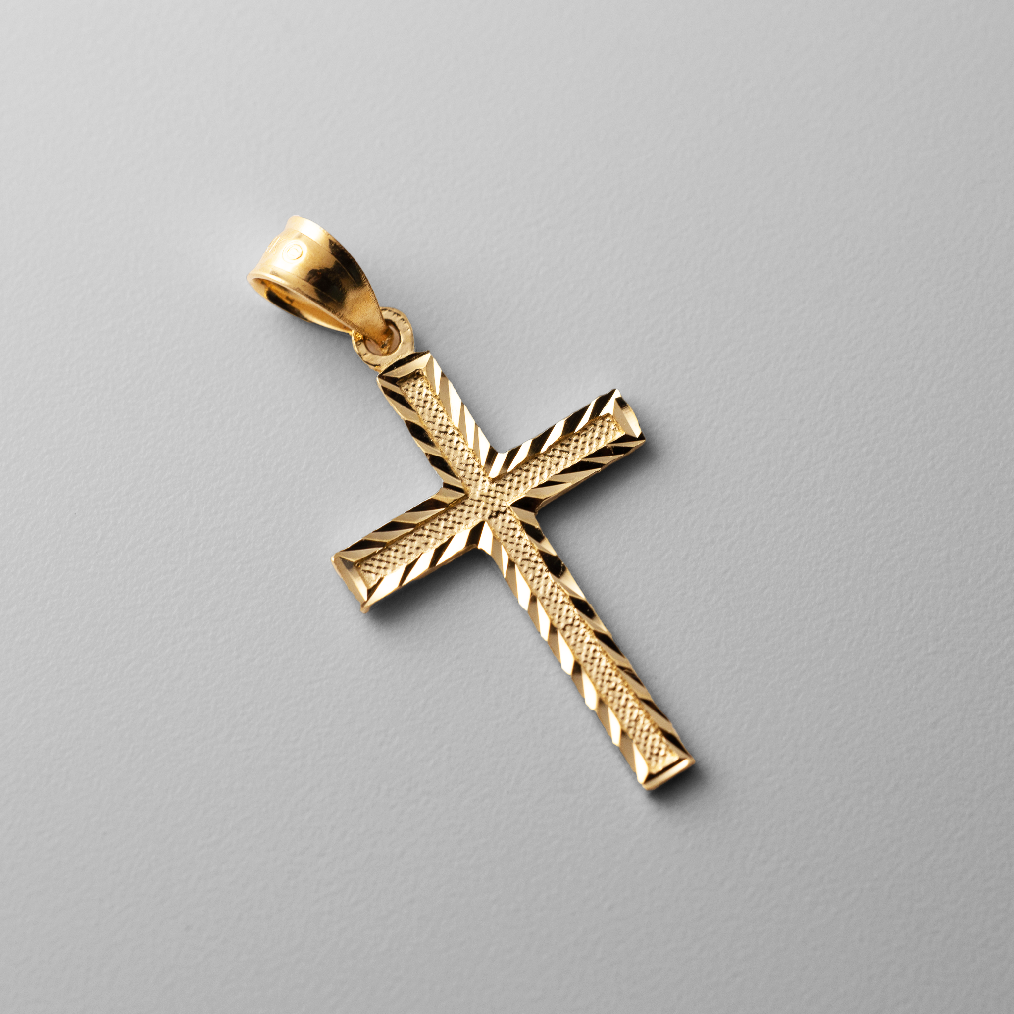 14K Gold Diamond Cut Medium Cross Pendant Necklace - Model 2225 | Elegant Religious Jewelry for Women, Perfect for Church, Weddings & Special Occasions