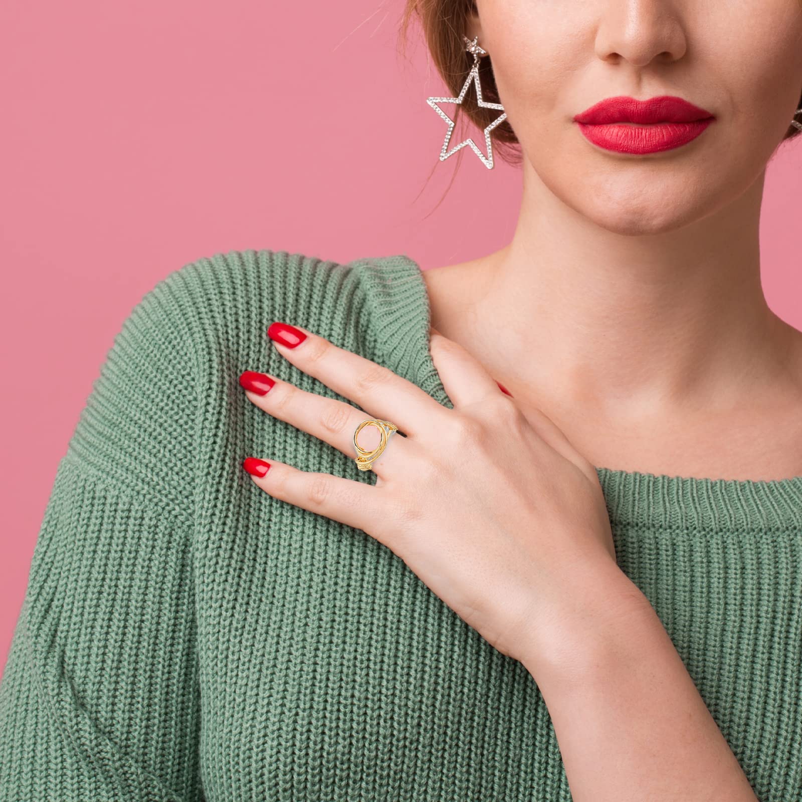 HUASAI Turquoise Rings for Women - Boho Jewelry, Bohemian Statement Ocean Wave Rings - Perfect for Beach Parties, Festivals & Boho Fashion