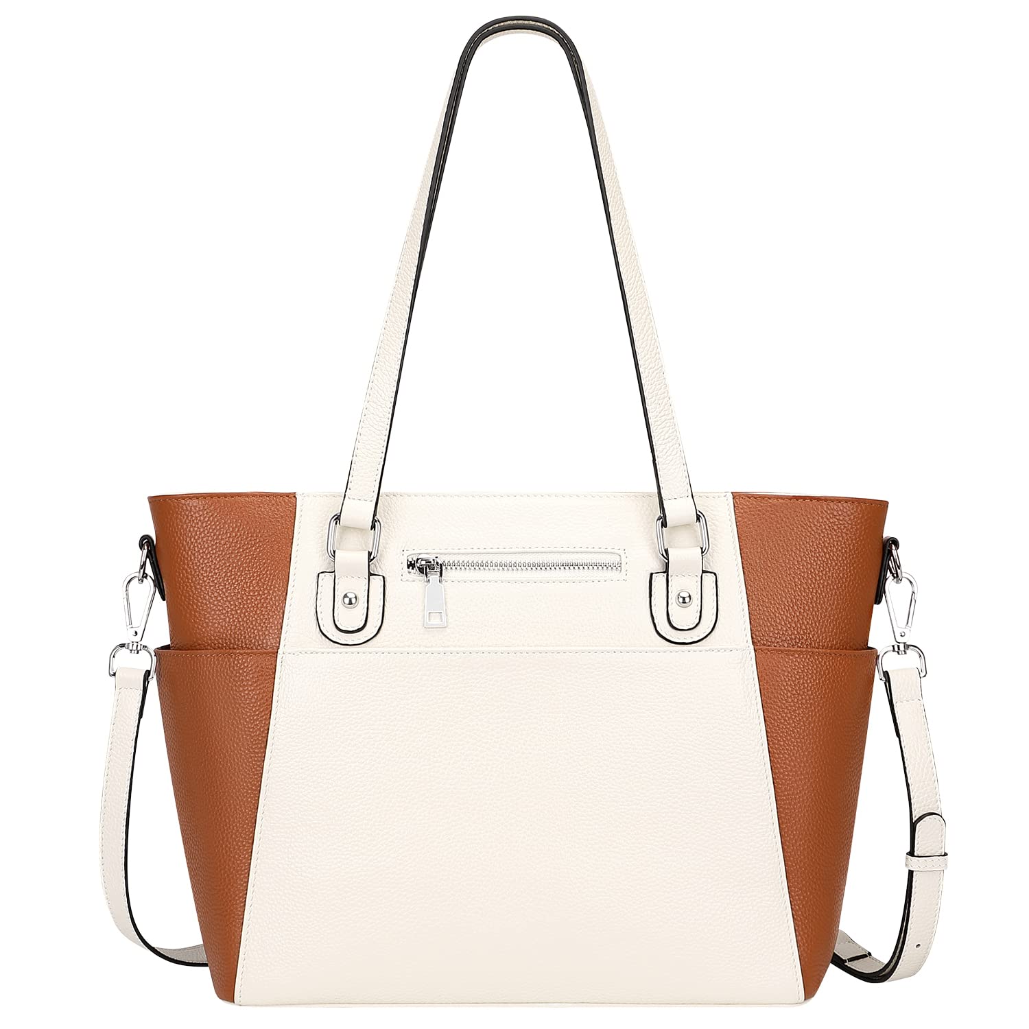 OVER EARTH Genuine Leather Tote Shoulder Bag for Women - Premium Leather Handbag with Multiple Pockets - Perfect for Work, Travel & Everyday Use