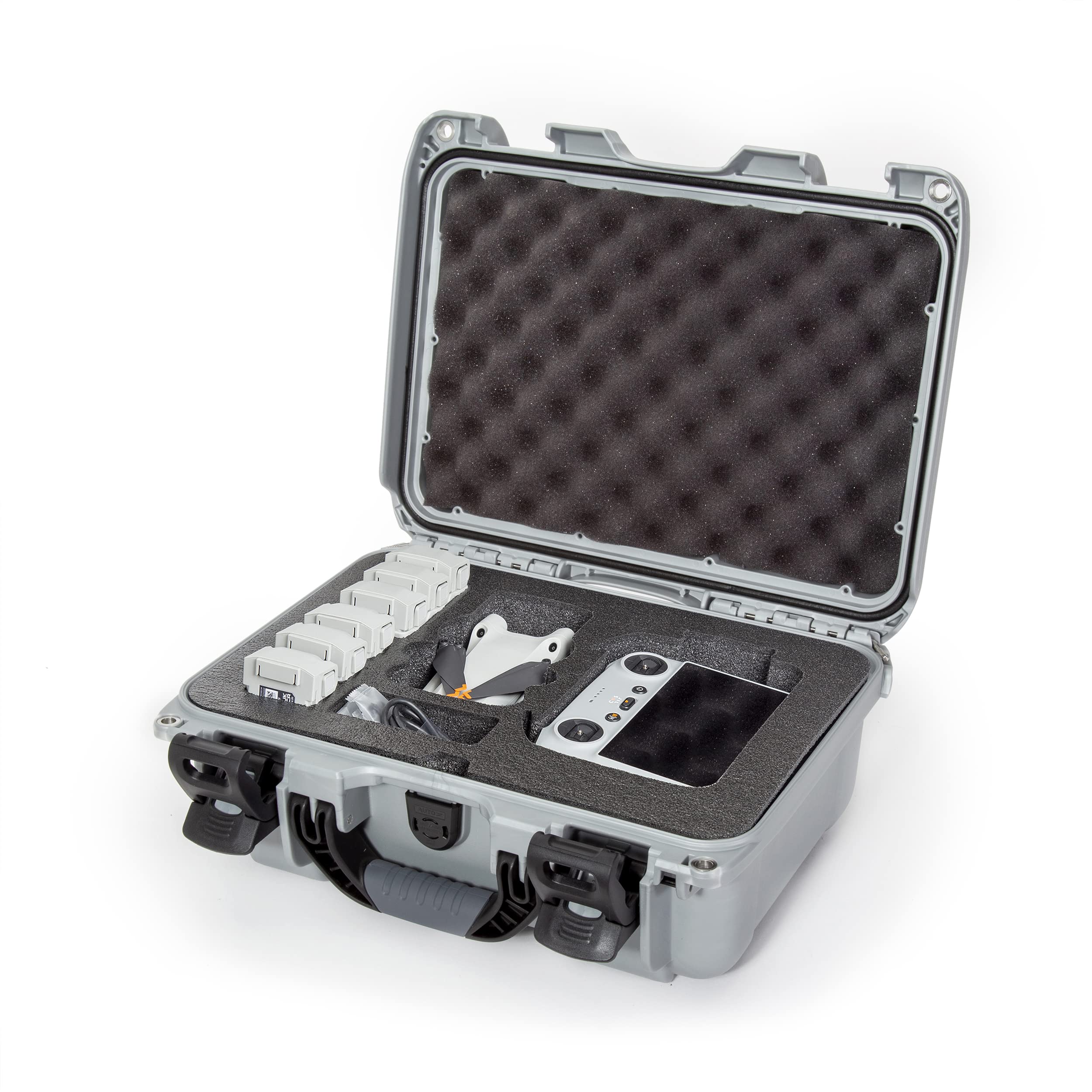 Nanuk 915 Waterproof Hard Case for DJI Mini 3 & Mini 3 Pro - Custom Foam Insert Fits Fly More Combo & RC-N1/RC Controller (Silver) - Perfect for Drone Travel, Outdoor Adventures & Professional Aerial Photography
