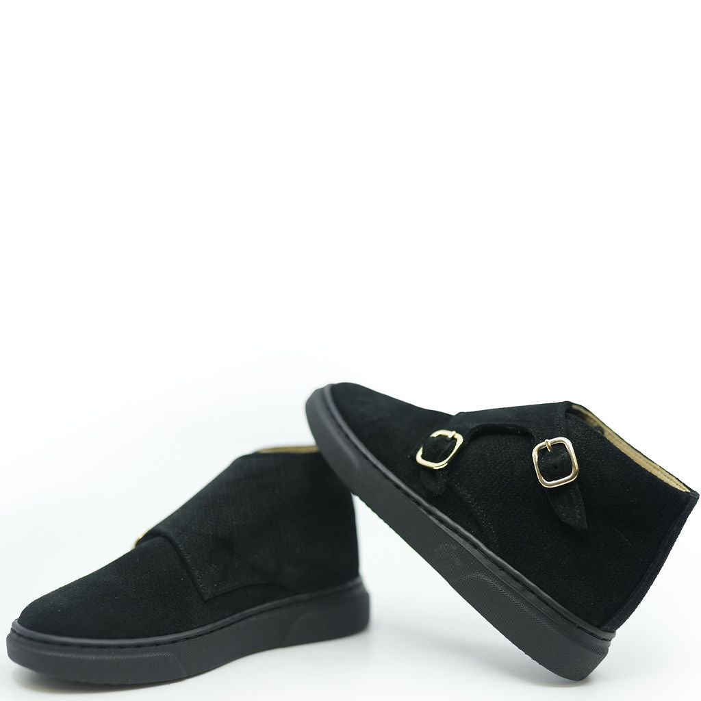 Blublonc Black Suede High Top Dress Sneakers for Men - Stylish Casual & Formal Shoes for Work, Wedding & Everyday Wear