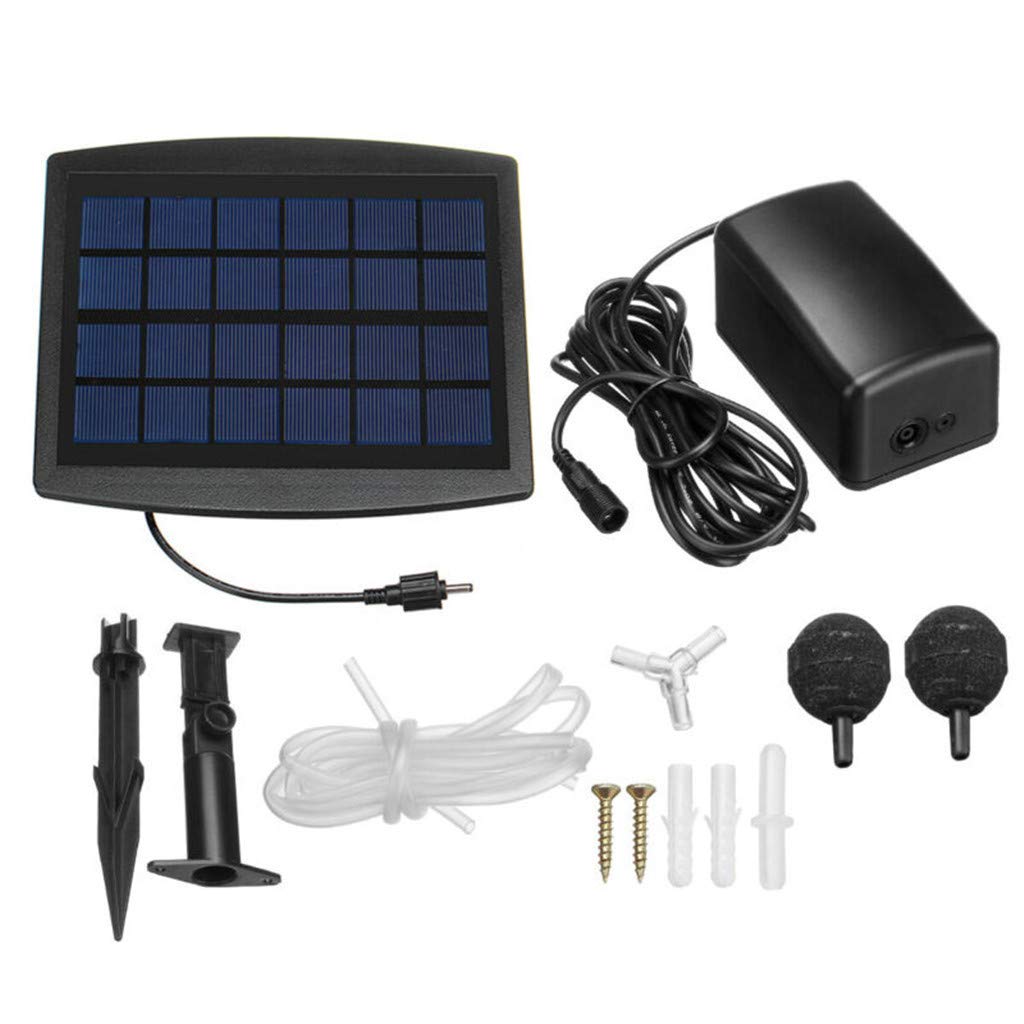 Lancoon Solar Powered Air Pump Kit - 2.5W Solar Panel with Air Pump, Hoses & Airstones for Garden Ponds, Fish Tanks, Aquariums & Outdoor Fishing Ponds | Eco-Friendly Oxygenation Solution for Healthy Aquatic Life