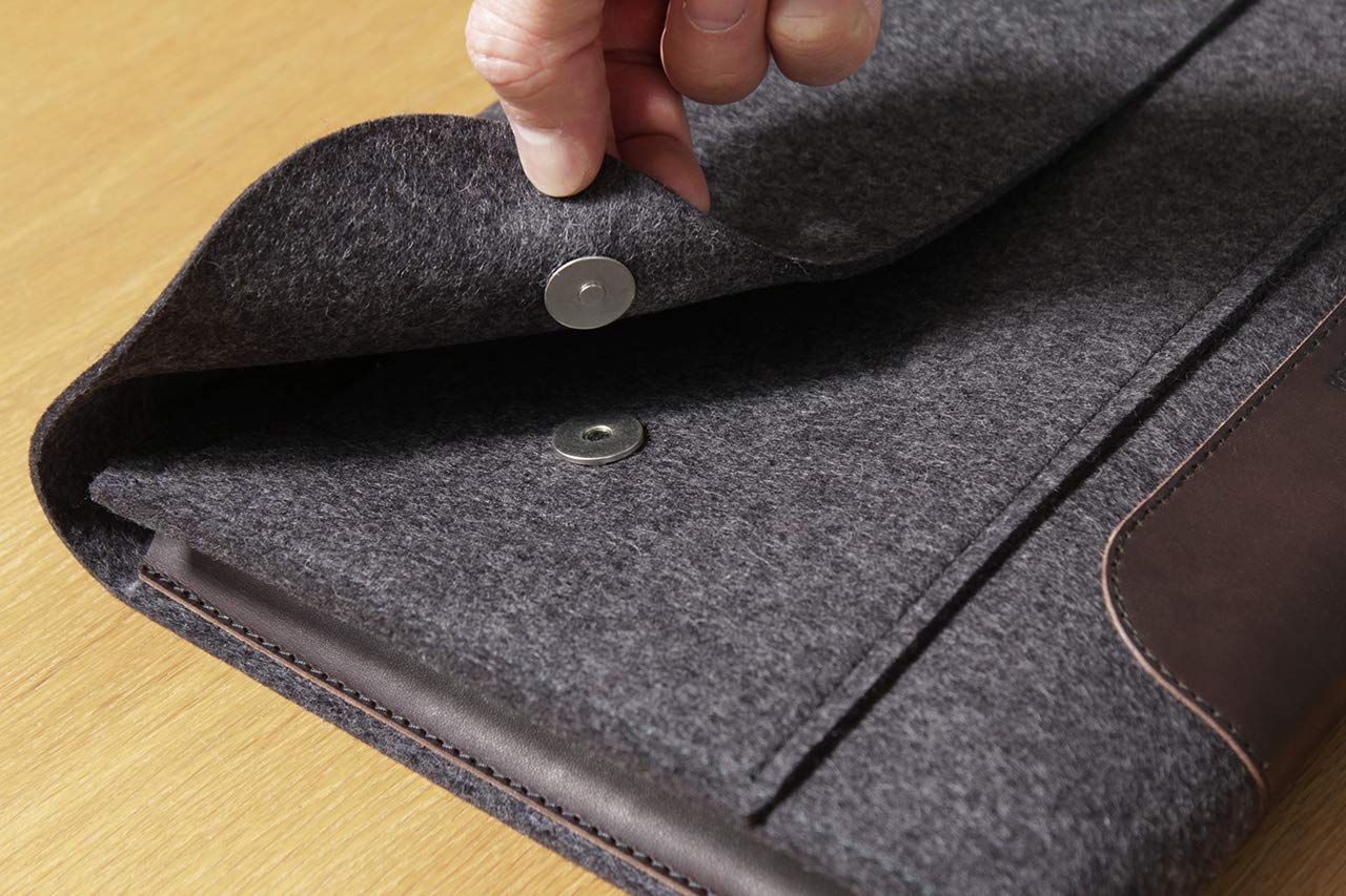 Premium Corriedale Wool & Leather Laptop Sleeve for 14