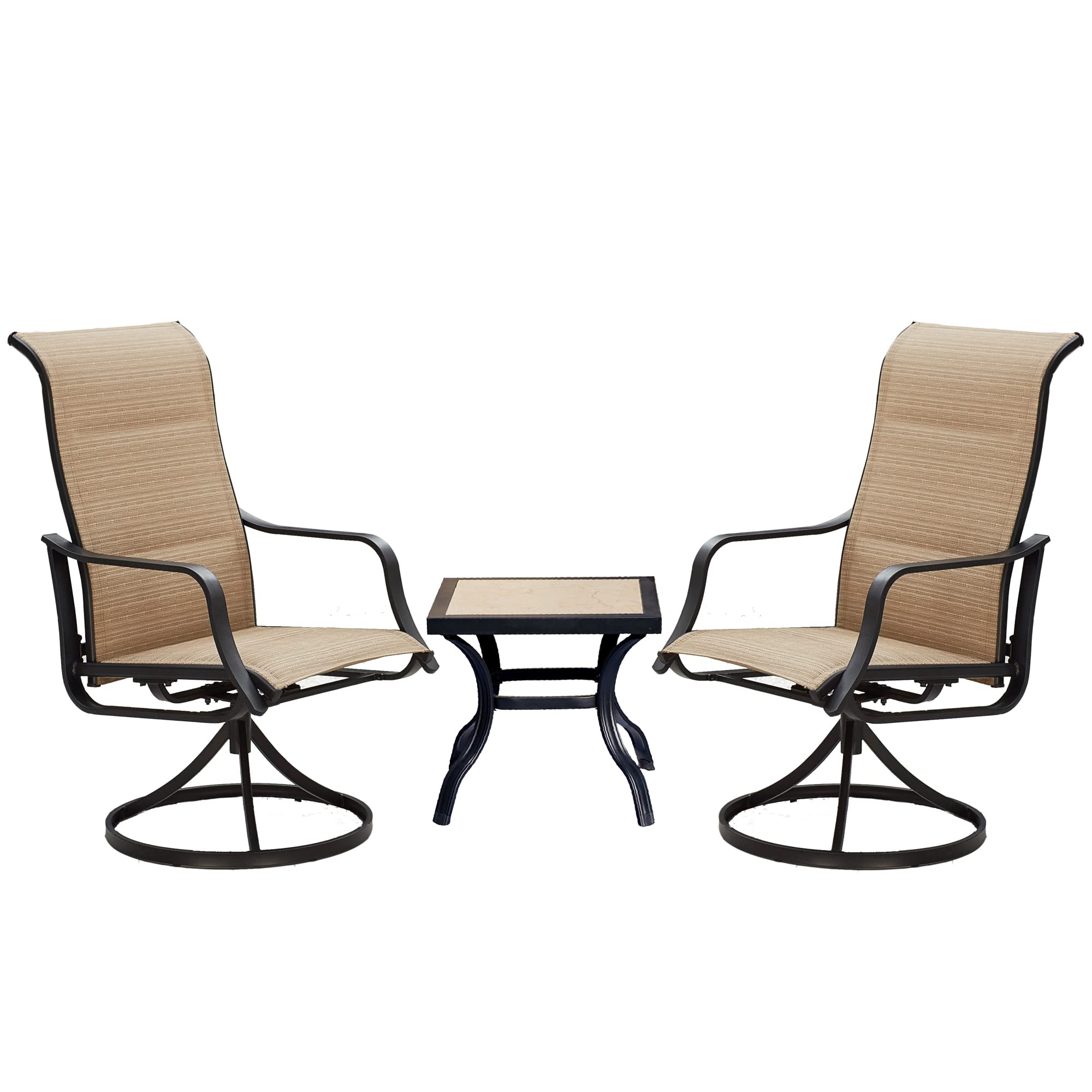LOKATSE HOME Patio 2-Piece Outdoor Swivel Chair Set with 21