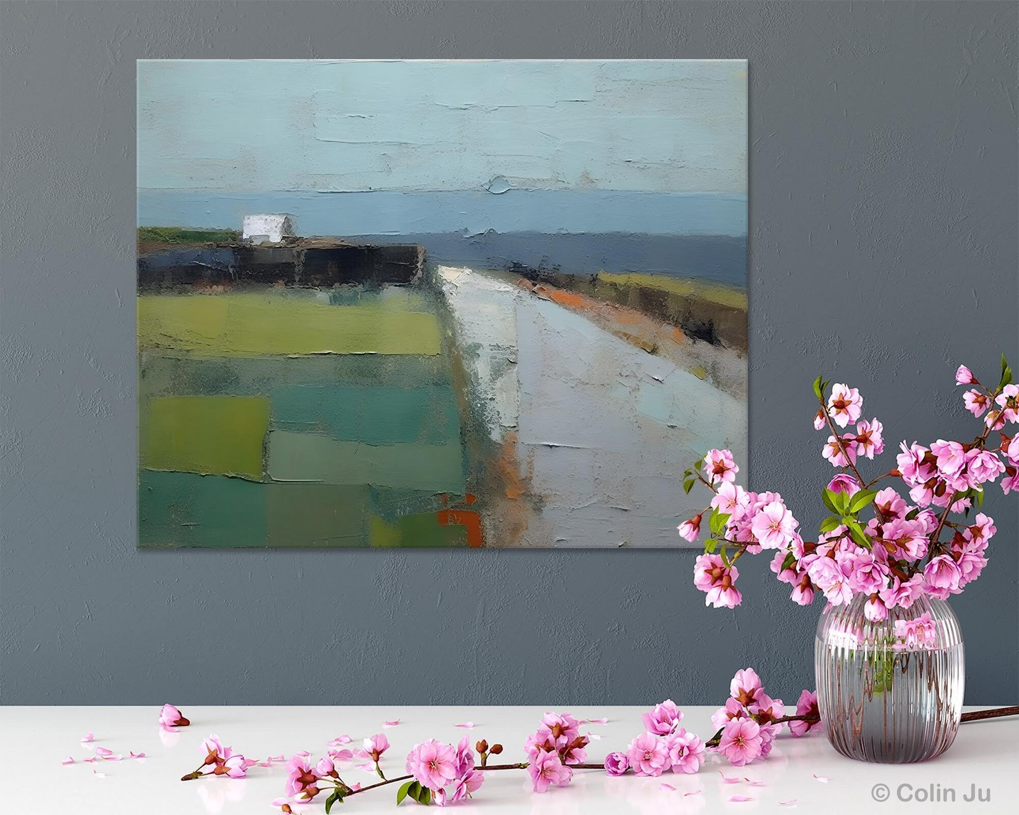 Extra Large Heavy Texture Canvas Art - Abstract Landscape Paintings for Living Room Wall Decor | Original Modern Wall Art for Home & Office Interior Design