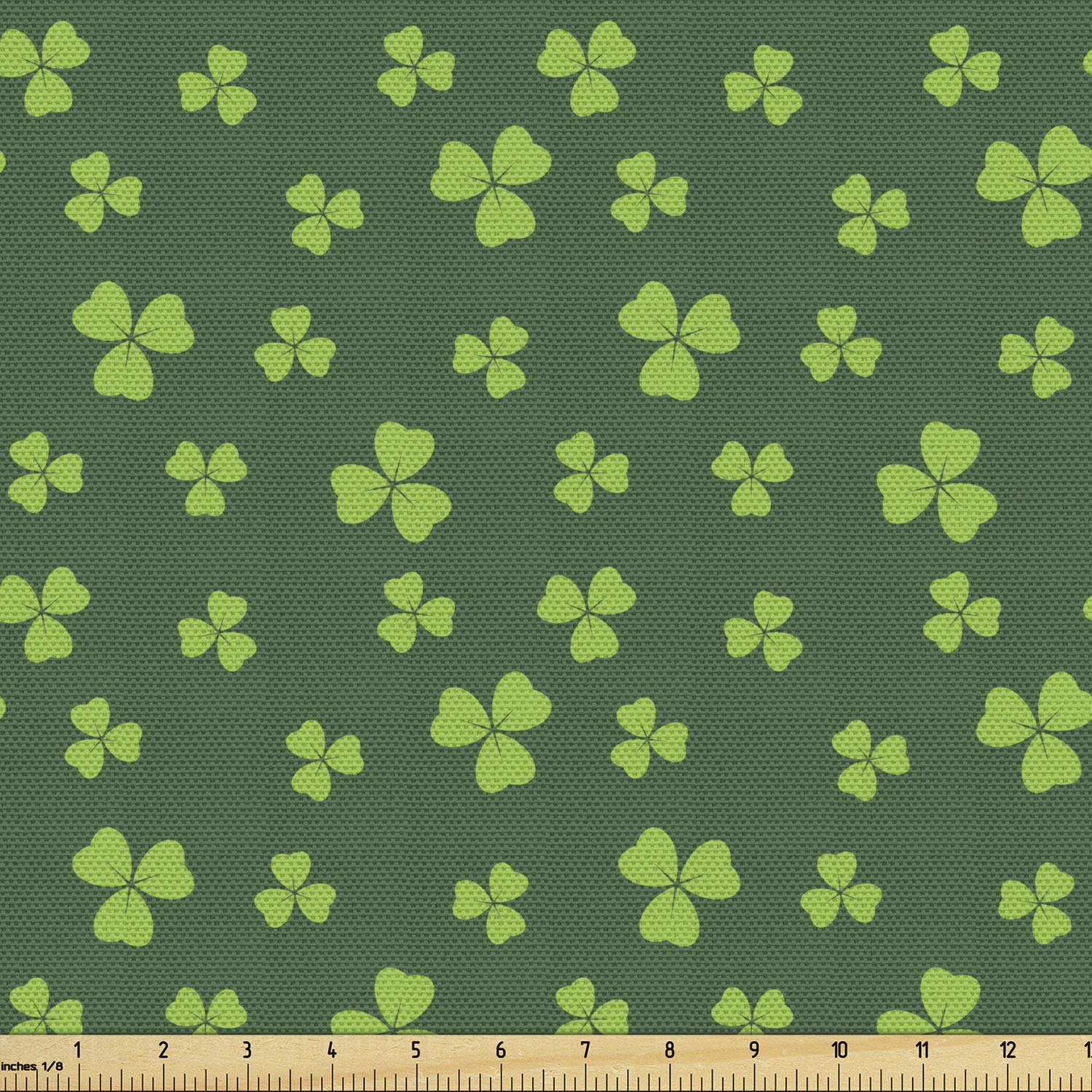 Ambesonne Floral Fabric by The Yard - Repeating Mini Shamrock Leaves Nature Pattern in Fern Green & Lime Green - 10 Yards Upholstery Fabric for Sofa, Curtains, Pillows & Home Decor | Perfect for Living Room, Bedroom & DIY Craft Projects