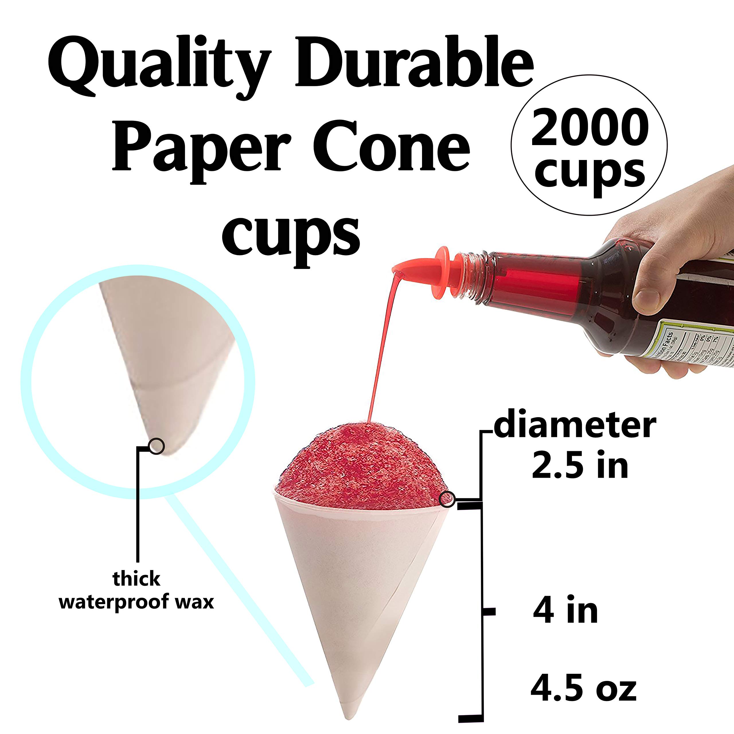 2000 Pack 4.5 Oz Disposable White Paper Snow Cone Cups - Perfect for Parties, Carnivals, and Summer Treats
