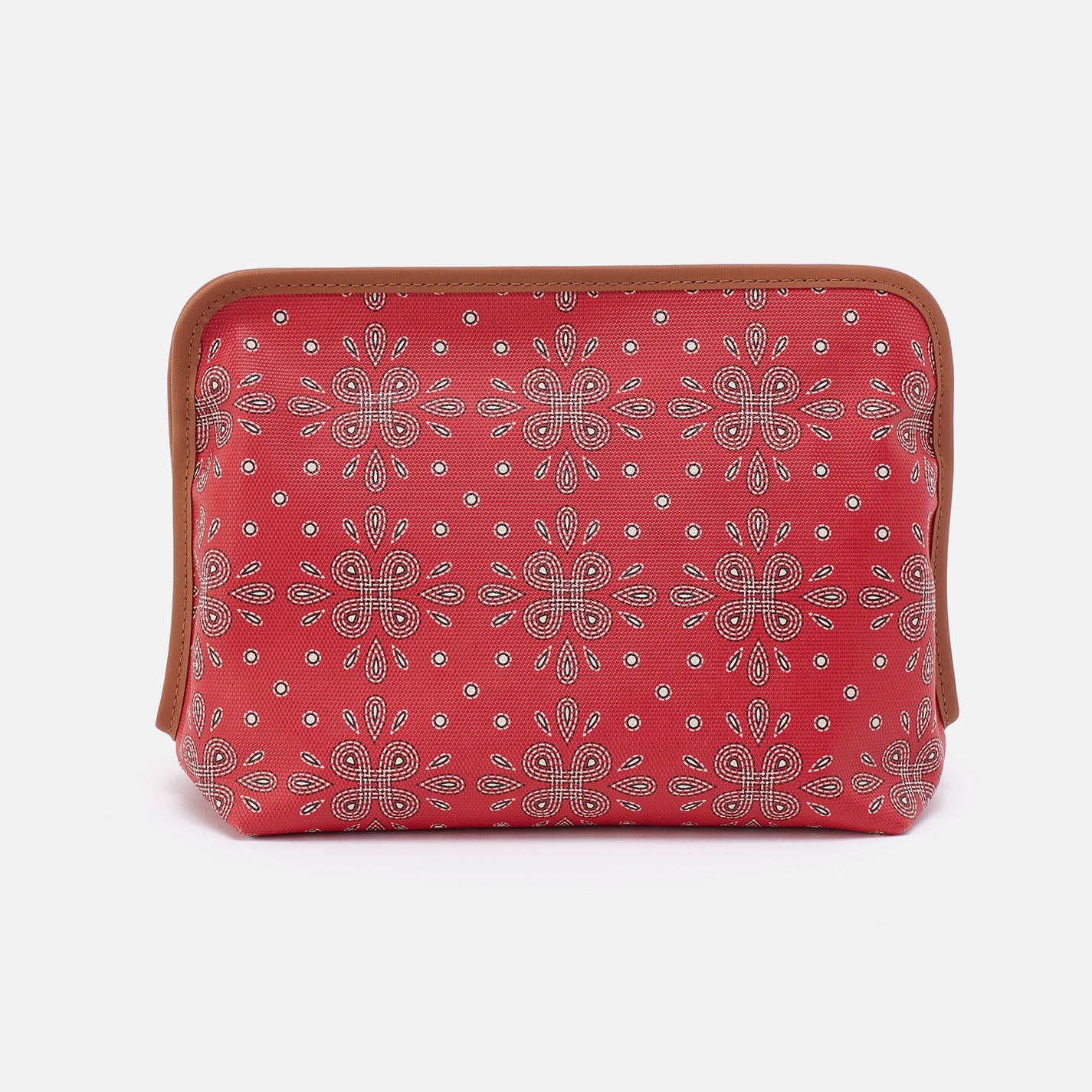 Large Beauty Cosmetic Pouch - Coated Canvas Makeup Bag with Red Journey Bandana Print | Perfect for Travel, Gym & Daily Essentials Organization