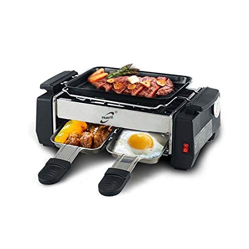 1000W High Power Electric Raclette Grill - Non-Stick Smokeless BBQ Griddle Pan for Family Gatherings & Indoor Outdoor Cooking | Perfect for Parties, Camping & Home Use