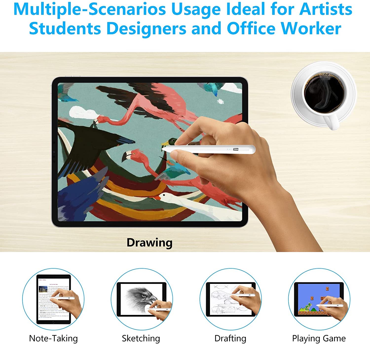 Premium Magnetic Touch Stylus Pen for iPad (2018-2024) - Tilt & Palm Rejection, Compatible with iPad Pro 11/12.9, iPad Air 3/4, iPad Mini 5/6 - Perfect for Drawing, Note-Taking & Digital Art