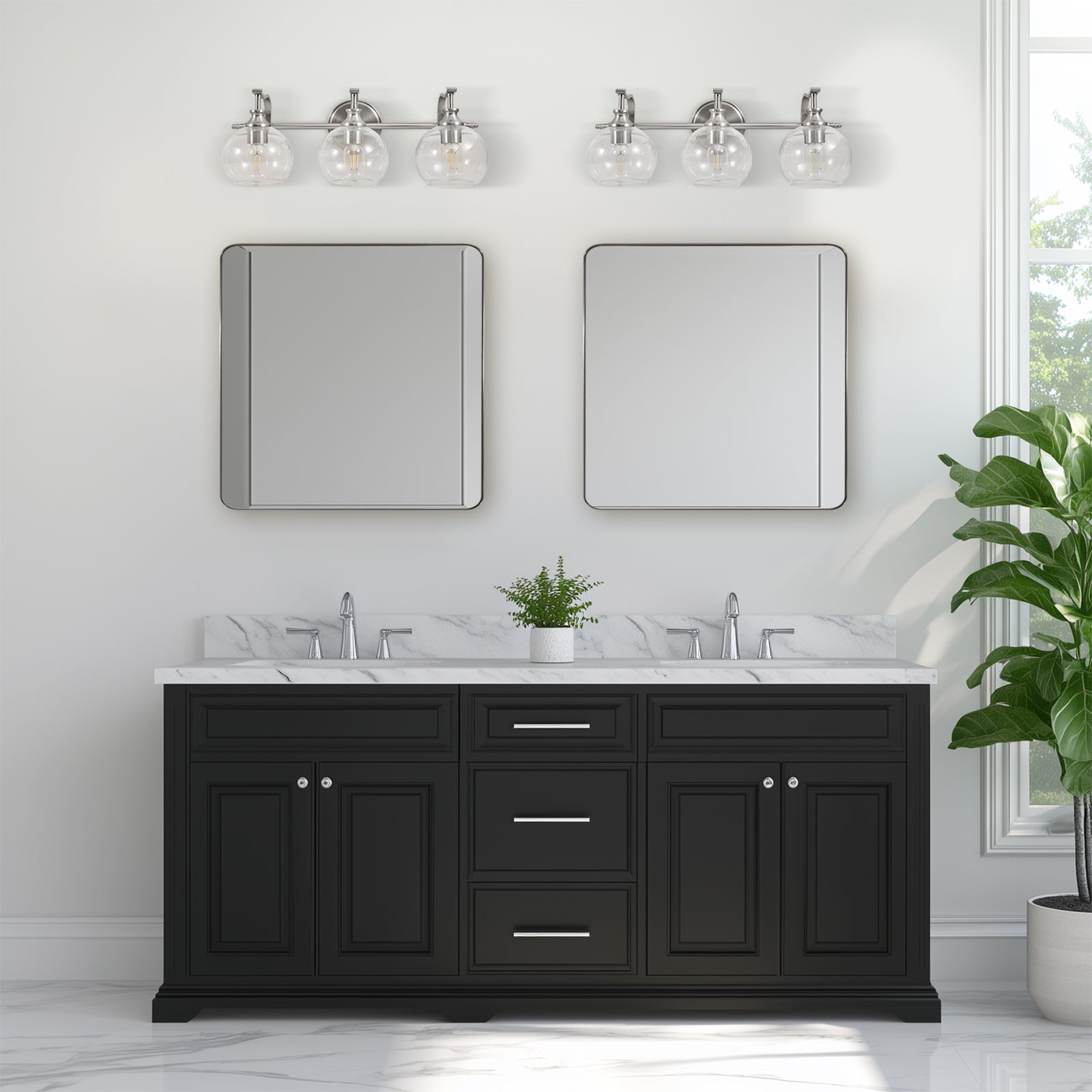 ANDY STAR 24x24 Inch Square Bathroom Mirror with Stainless Steel Frame - Modern Wall Decor for Vanity, Makeup, and Home Decoration - Perfect for Bathrooms, Bedrooms, and Living Spaces