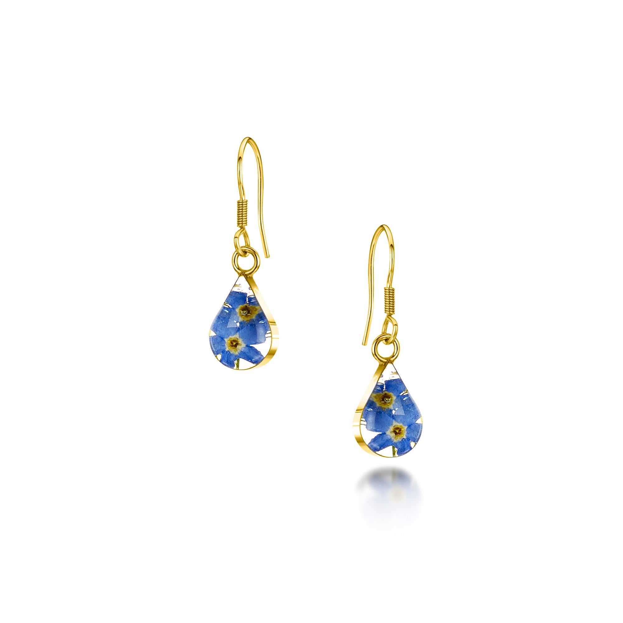 Gold Vermeil Forget Me Not Teardrop Earrings - Dainty Floral Jewelry for Women, Gift for Her - Perfect for Weddings, Anniversaries & Special Occasions