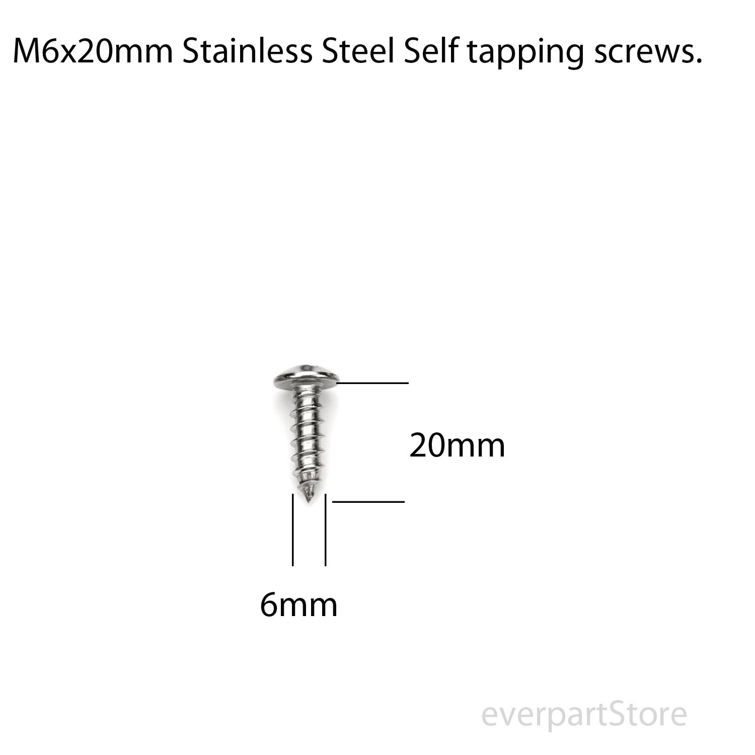 4-Pack Stainless Steel License Plate Fasteners - M6x20 Self-Tapping Screws with White Covers for Cars, Trucks, SUVs & Vans | Rustproof Mounting Bolts for License Plates, Frames & Covers | Perfect for Secure Installation & Vehicle Customization