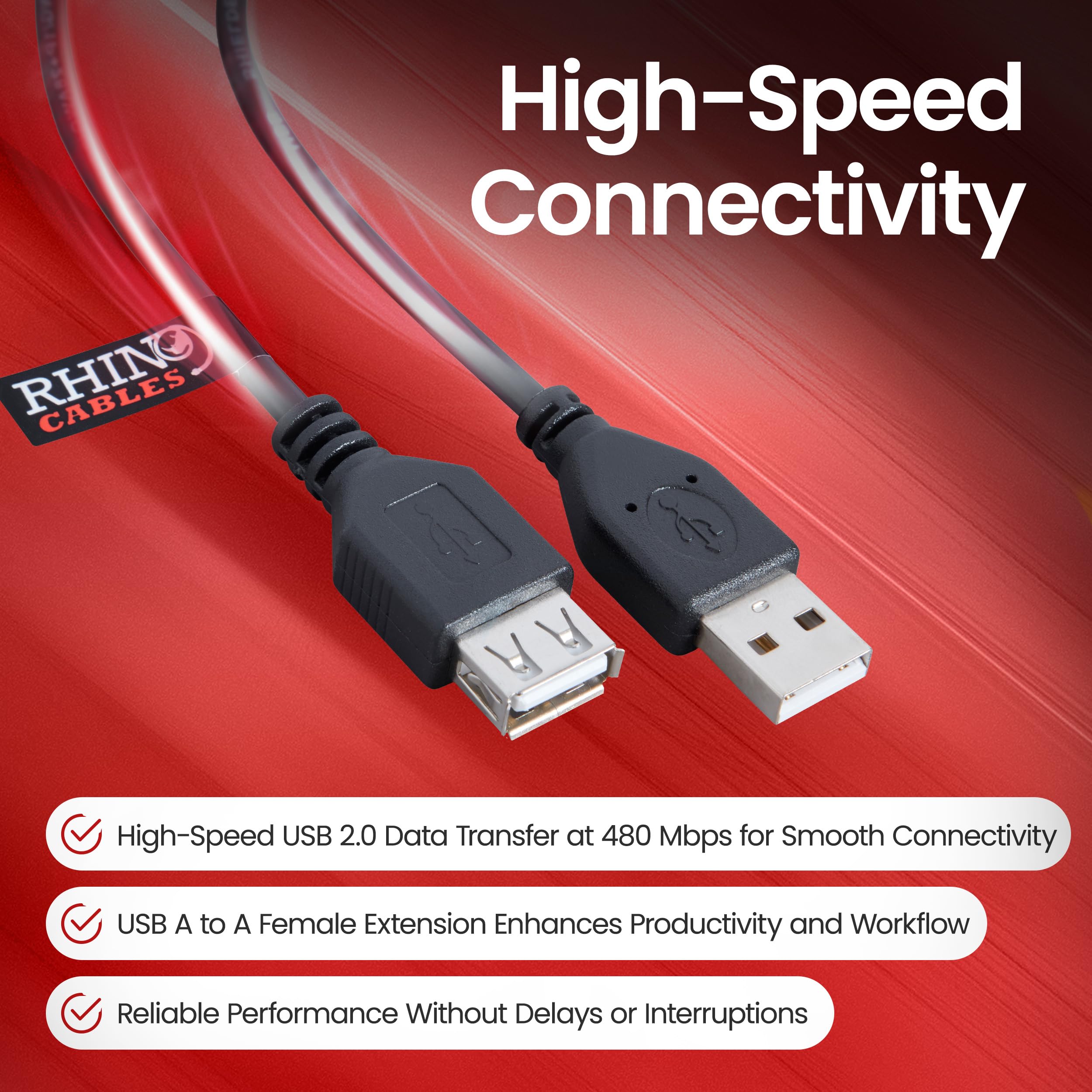 Premium USB 2.0 A to A Extension Cable - High Speed 480Mbps Data Transfer for Printers, Cameras, Mice & Keyboards | Durable 1M Cord for Home Office & Gaming Setup | Reliable Connectivity Solution (1-Pack)